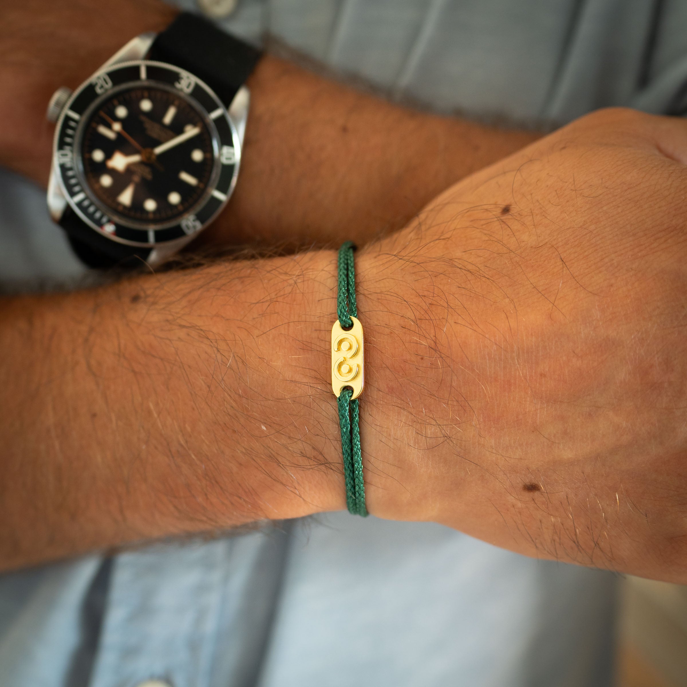 Groene Tag armband met 14k Goud verguld