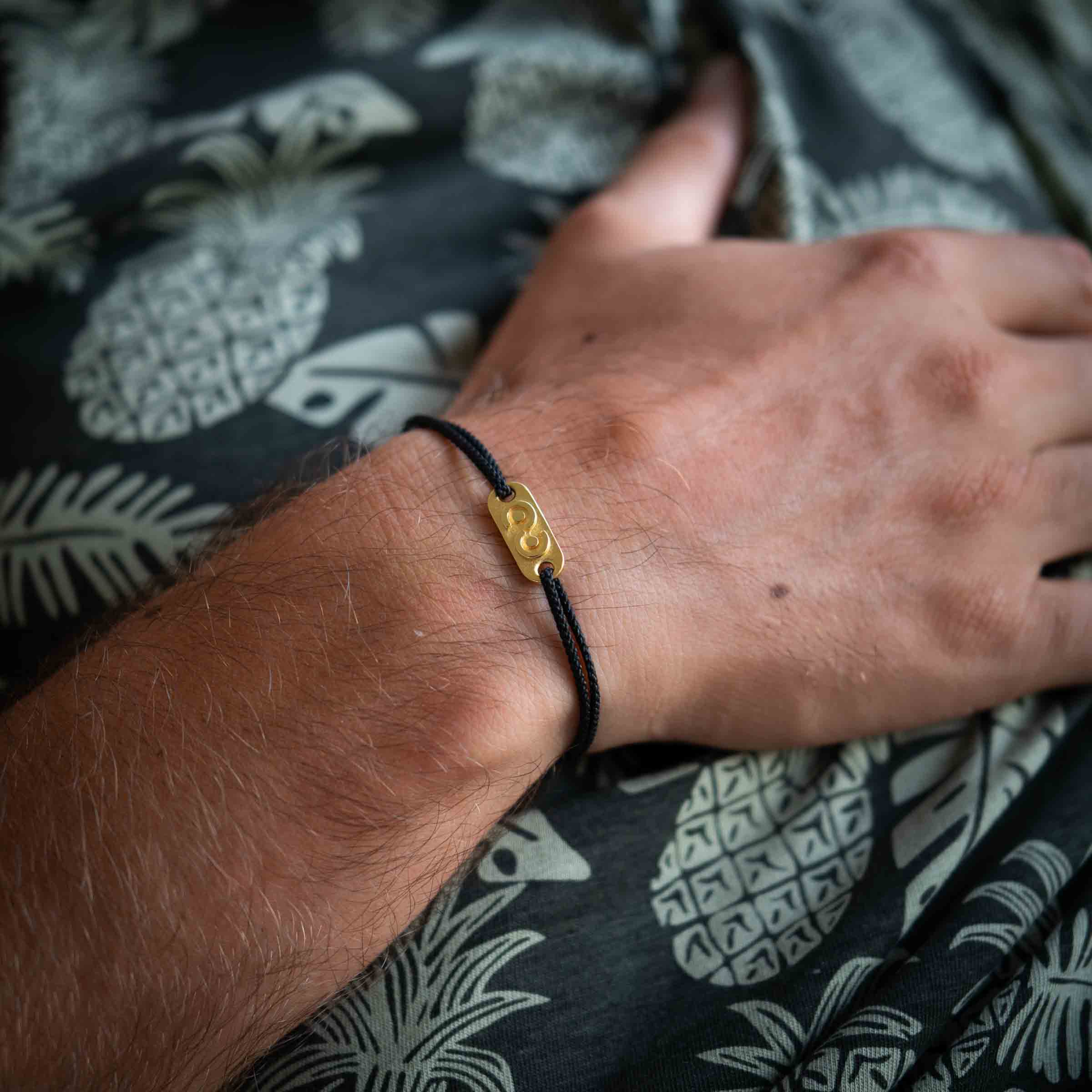 Black Tag Bracelet 14k Gold