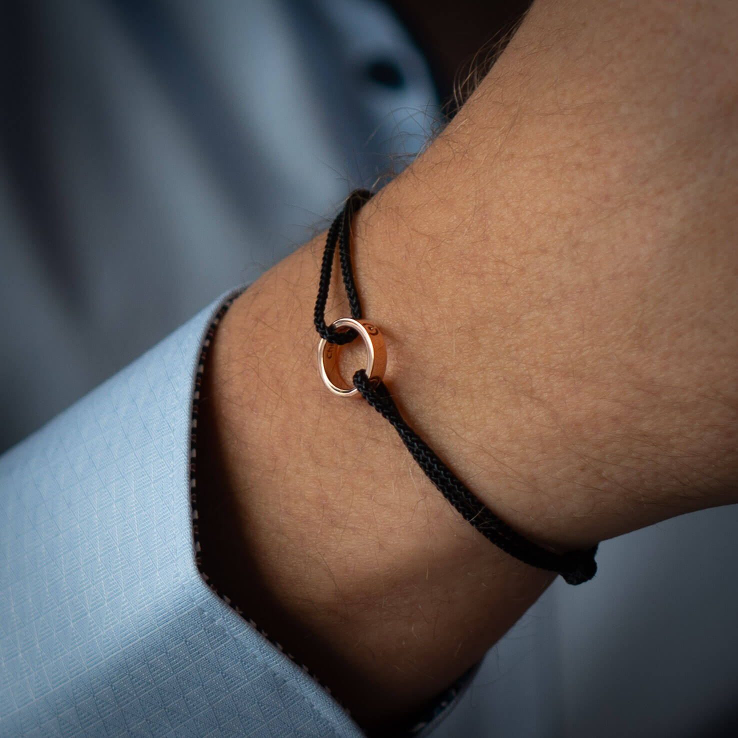 Black Ring Bracelet 14k Rose Gold plated