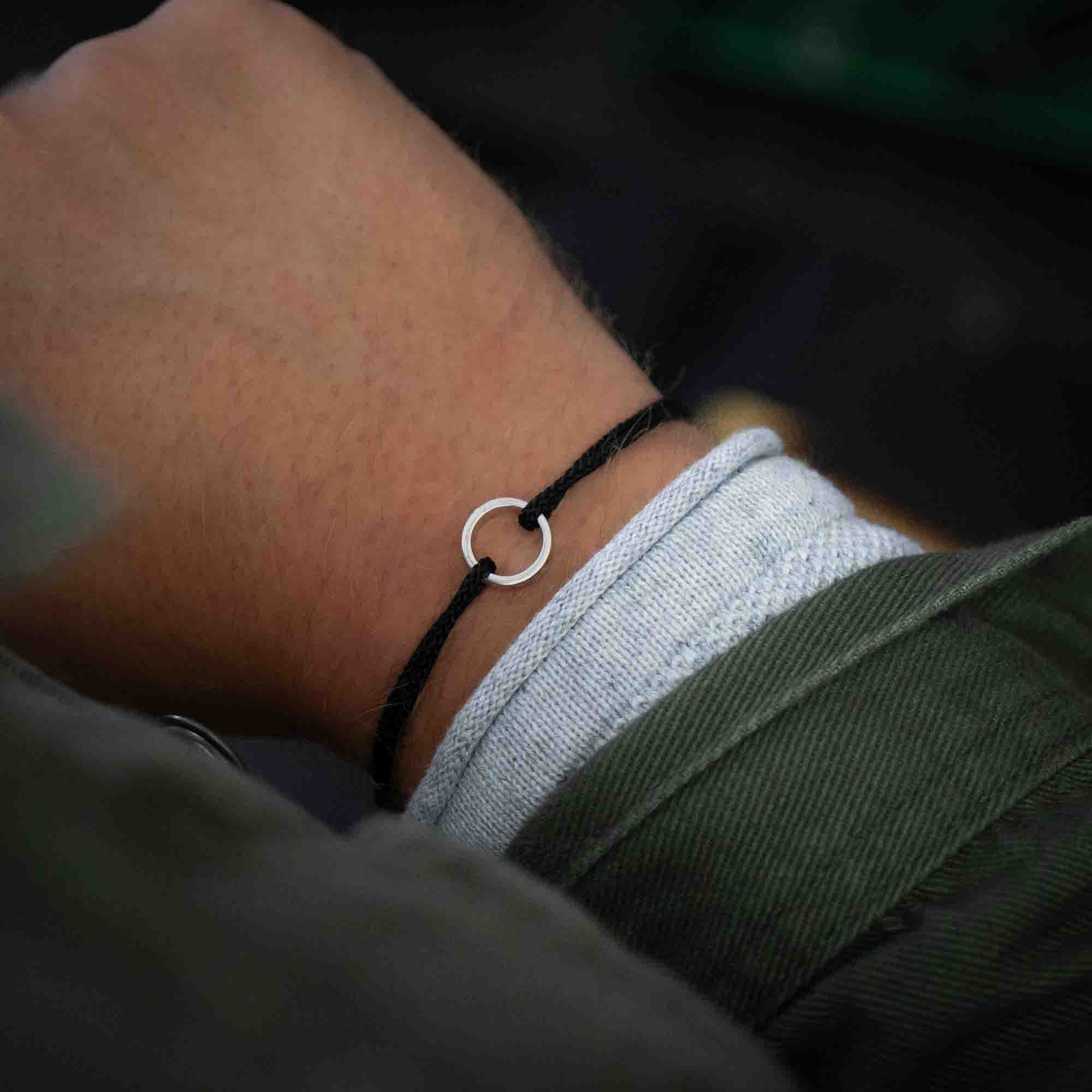 Zwarte Ring armband 925 Sterling Zilver