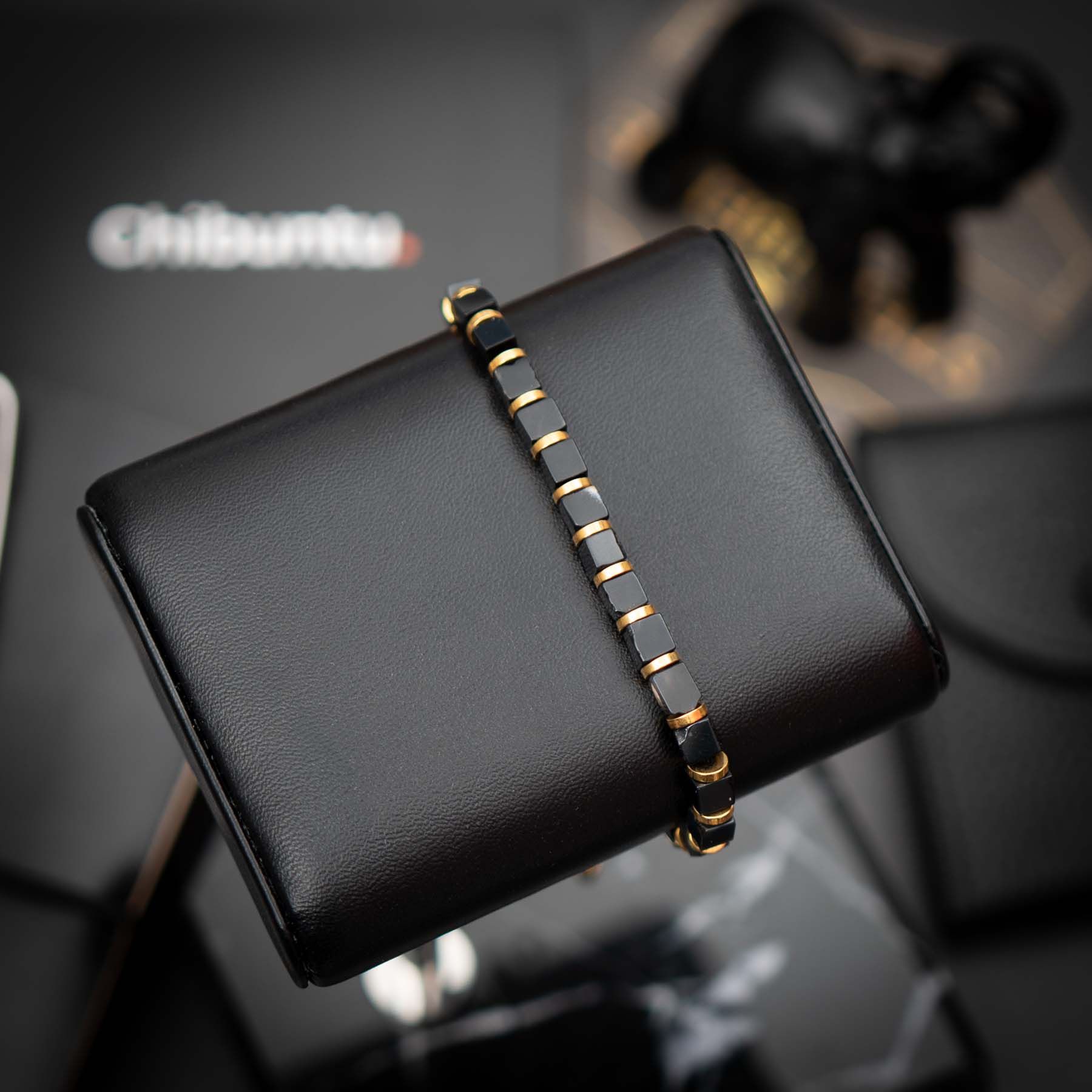 Black Agate Square Cut armband