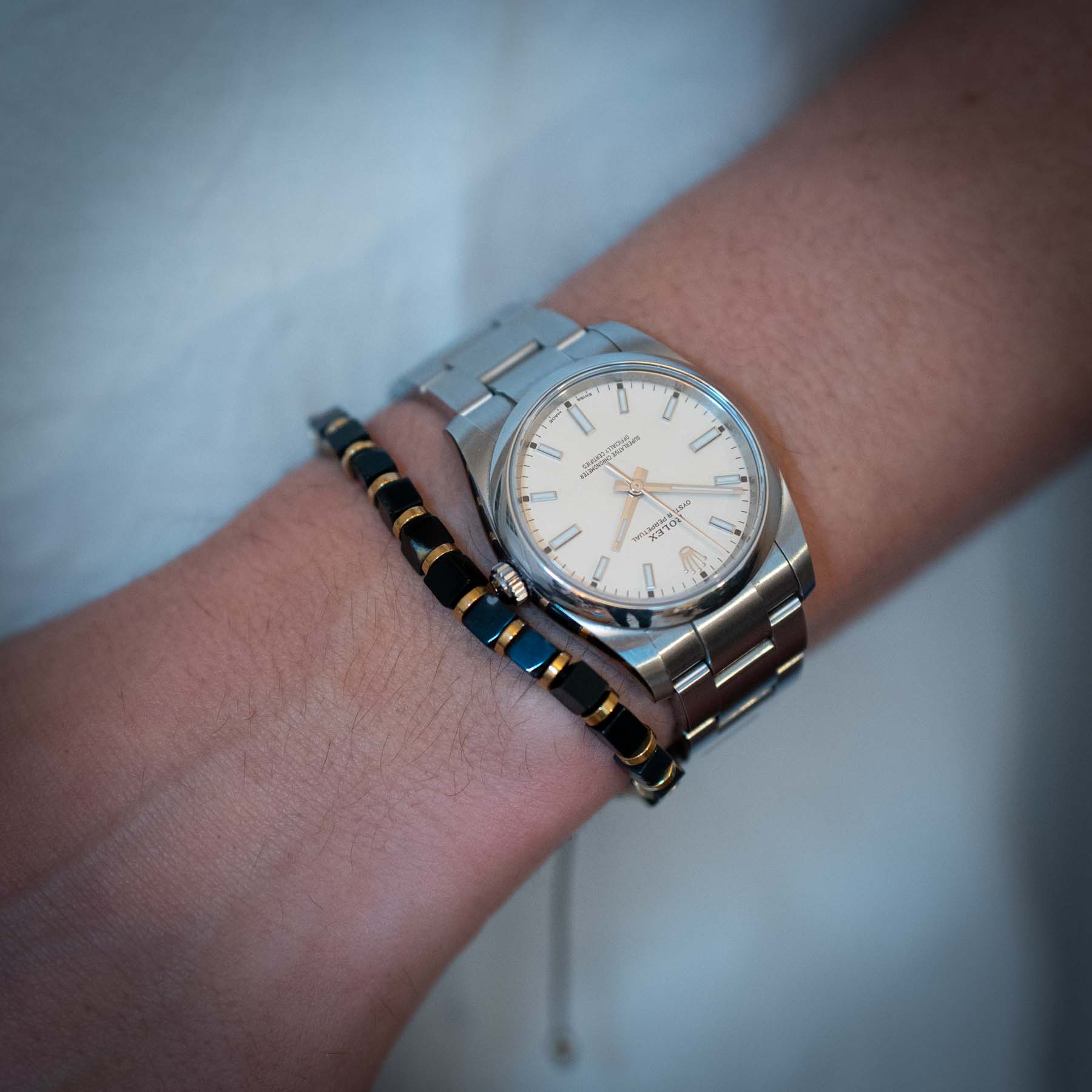 Black Agate Square Cut armband