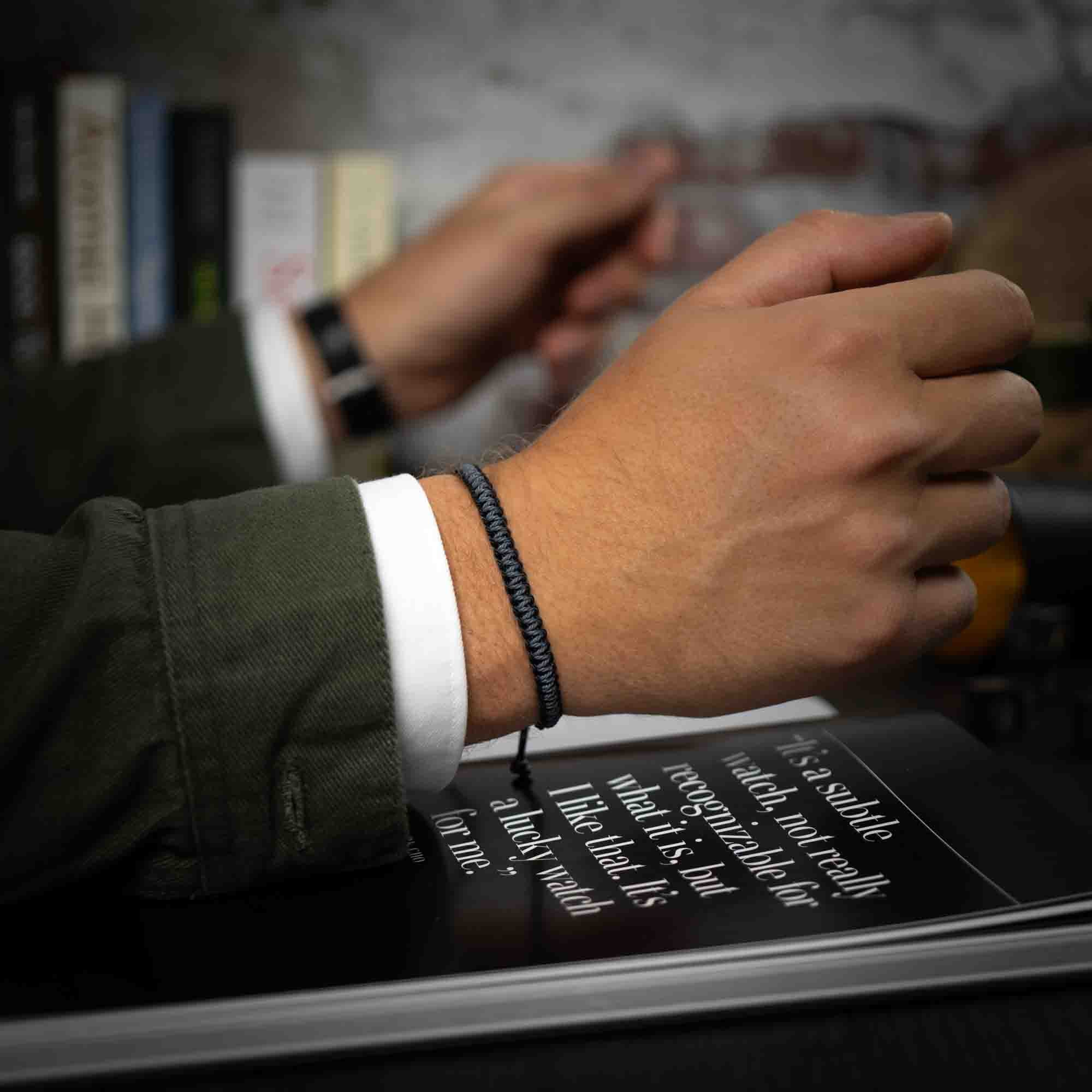 waterproof black grey mens bracelet
