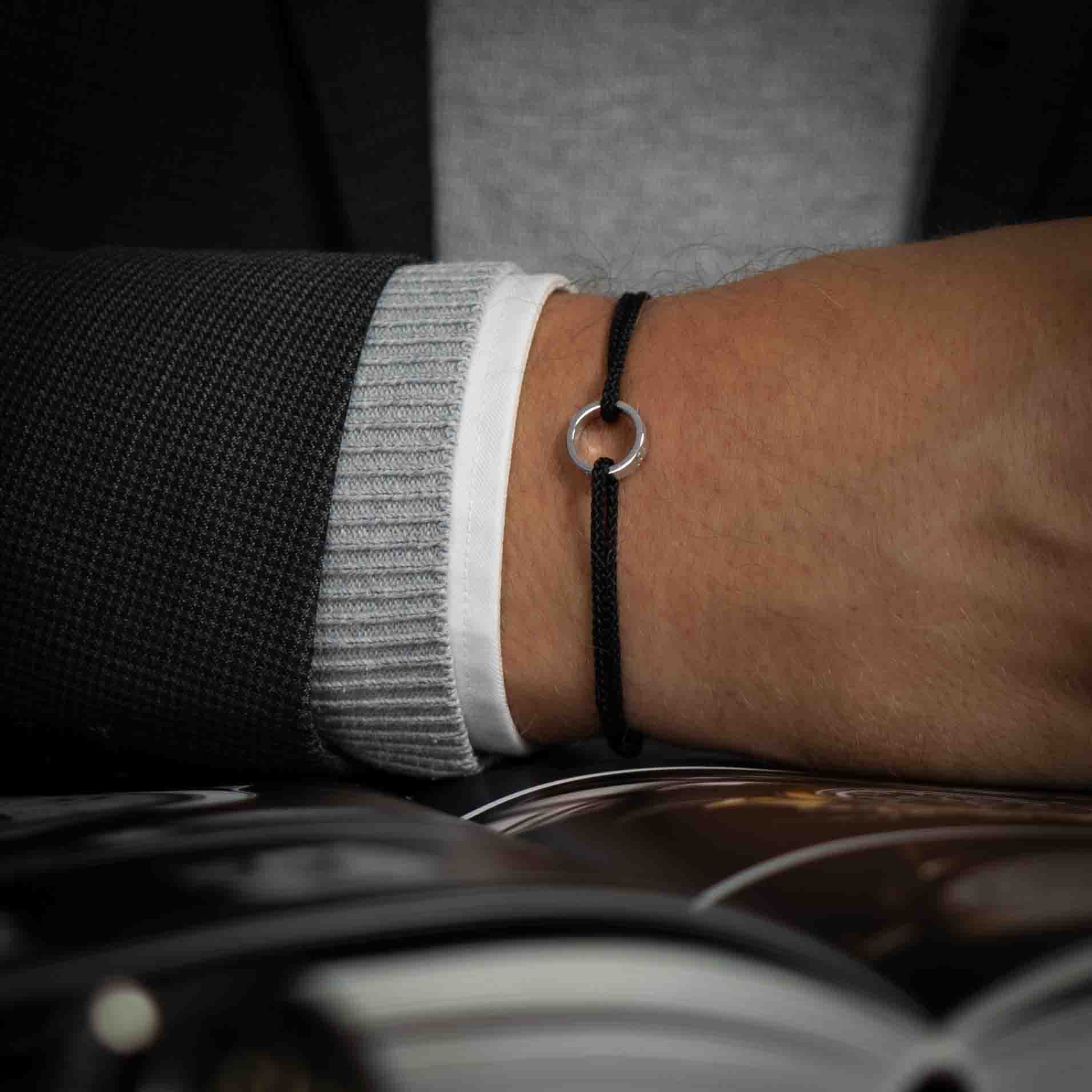 black jewelry for men with silver ring