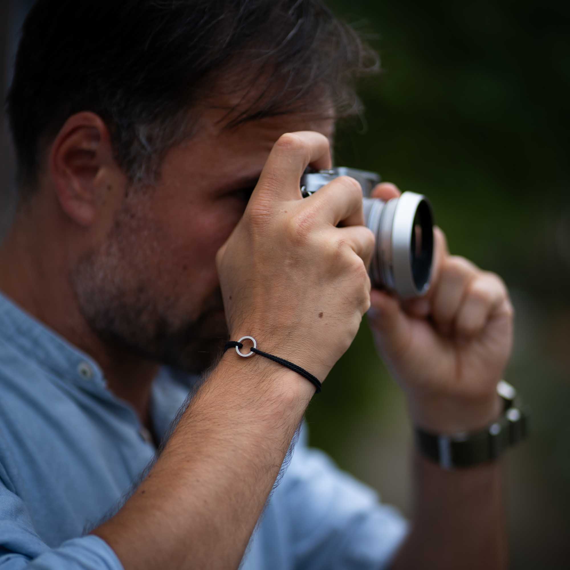 black thread jewelry set silver ring