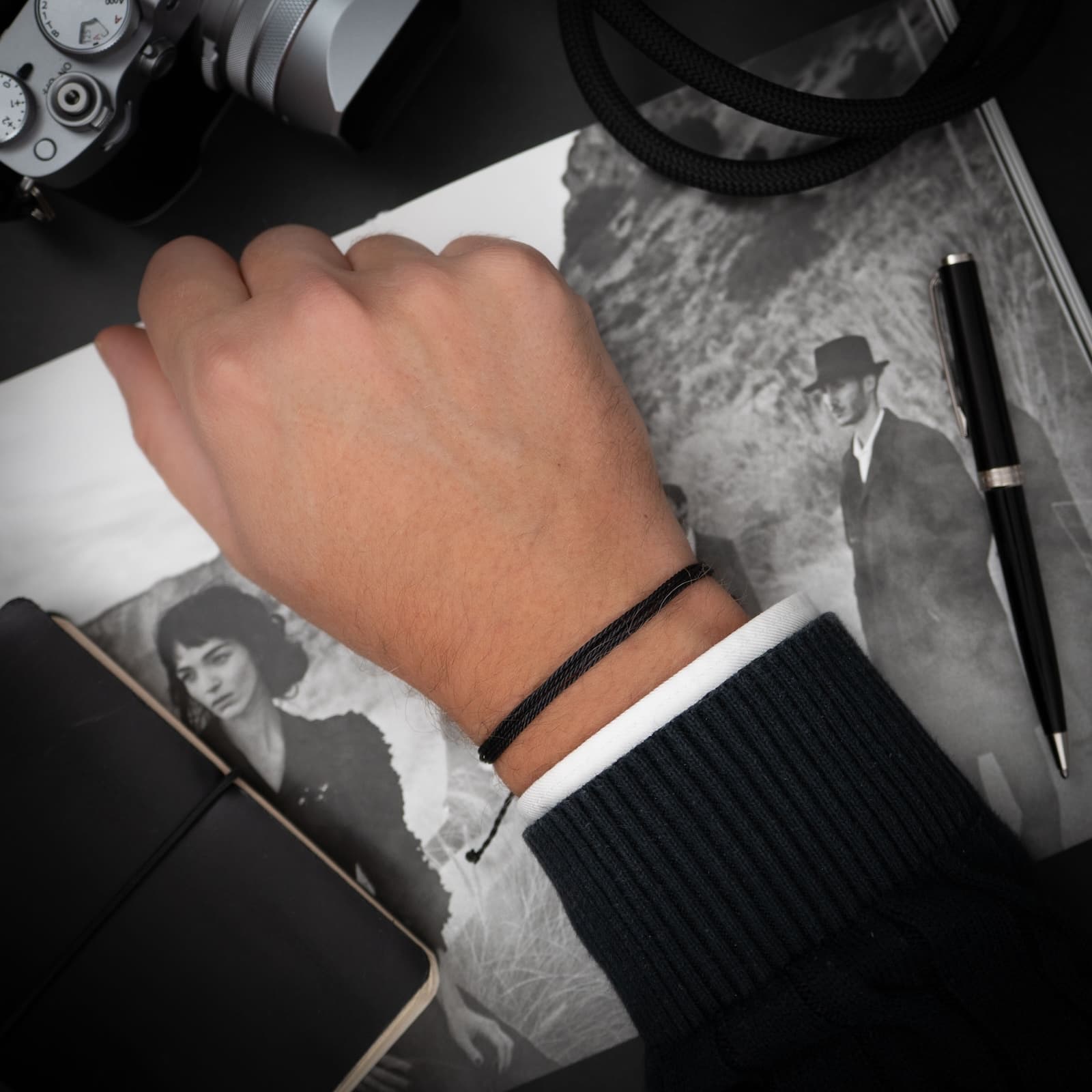 Bold Black String Bracelet