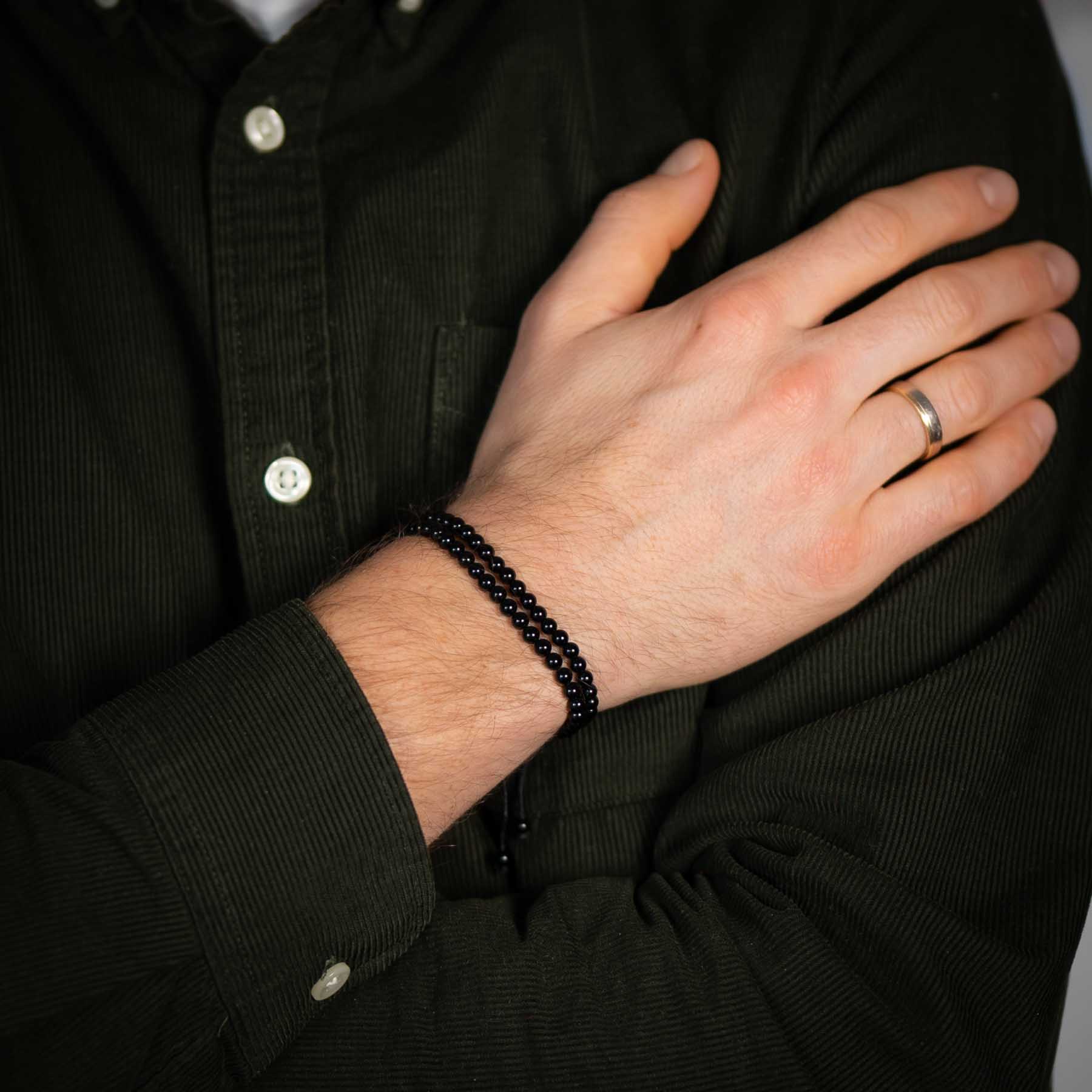 Schwarze Onyx-Edelsteine Armband