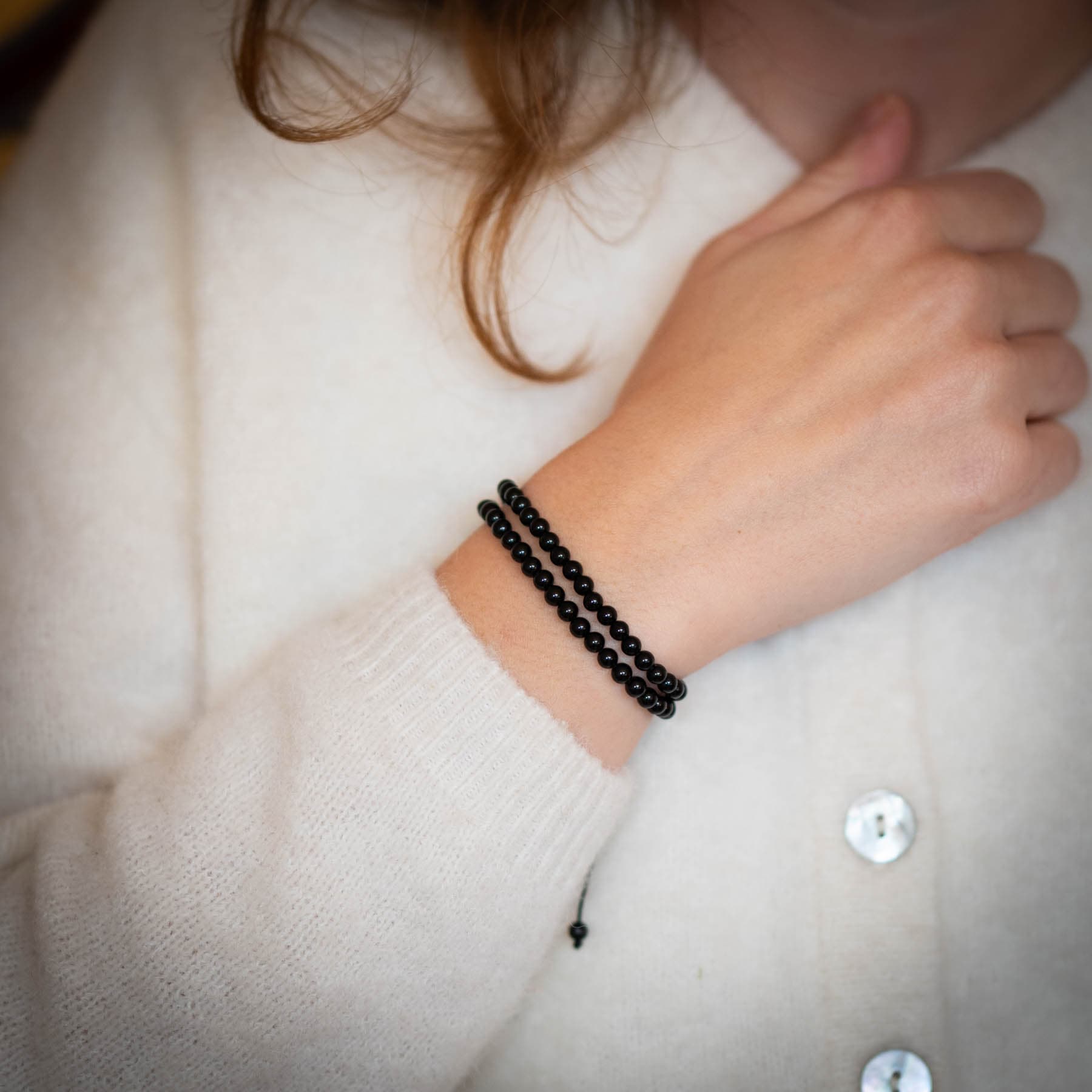 Schwarze Onyx-Edelsteine Armband