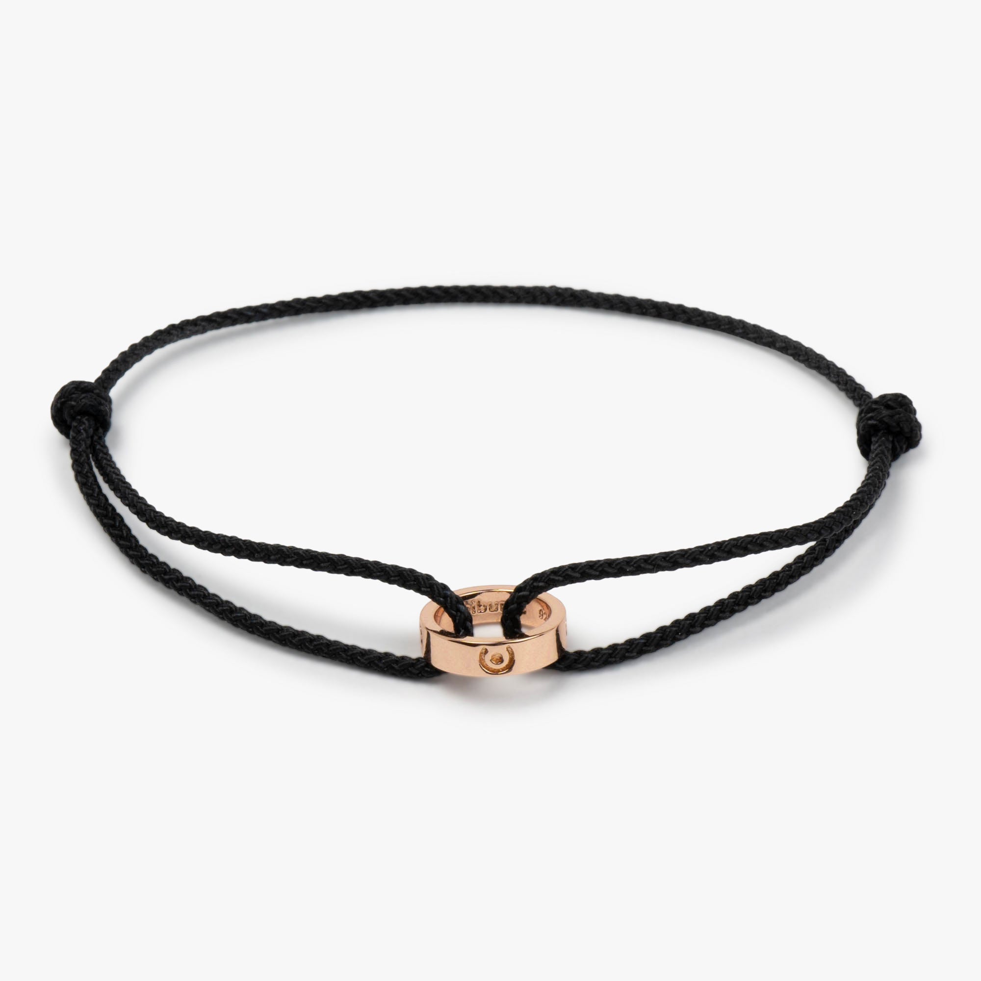 14k rose gold bracelet on black thread for men