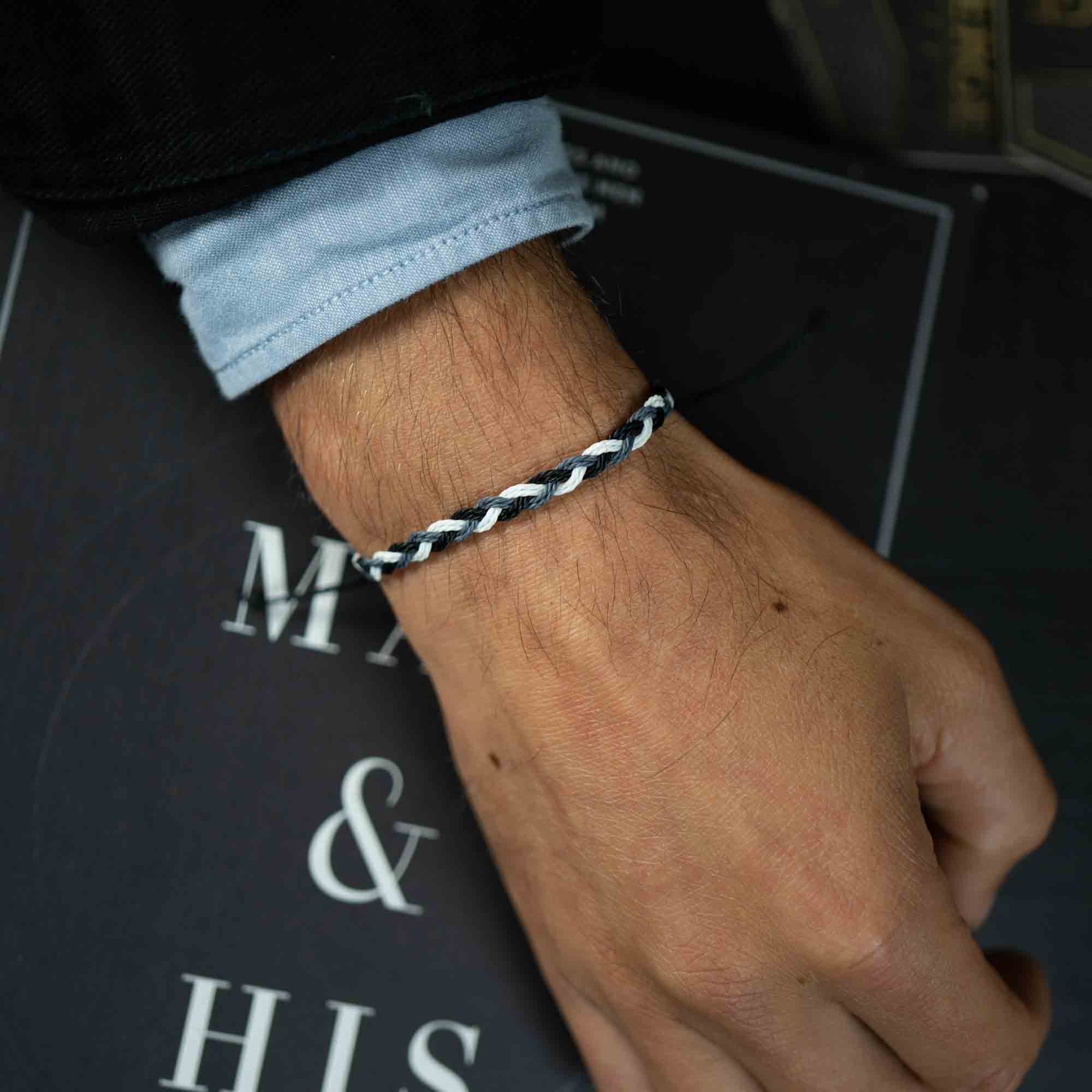 black and white flow bracelet for men