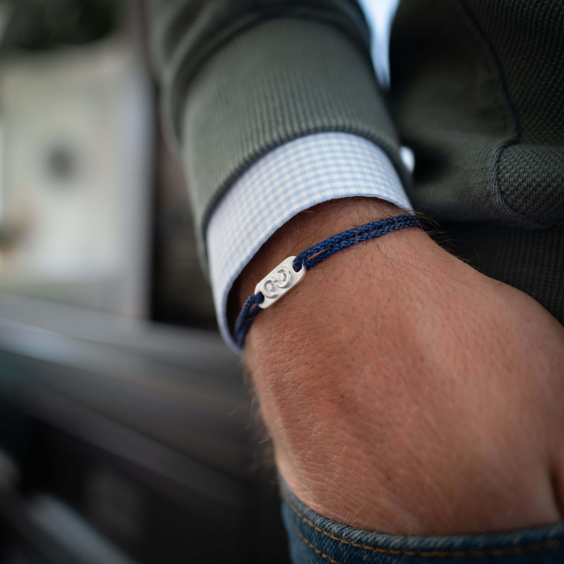 blue bracelet for men with 925 sterling silver tag