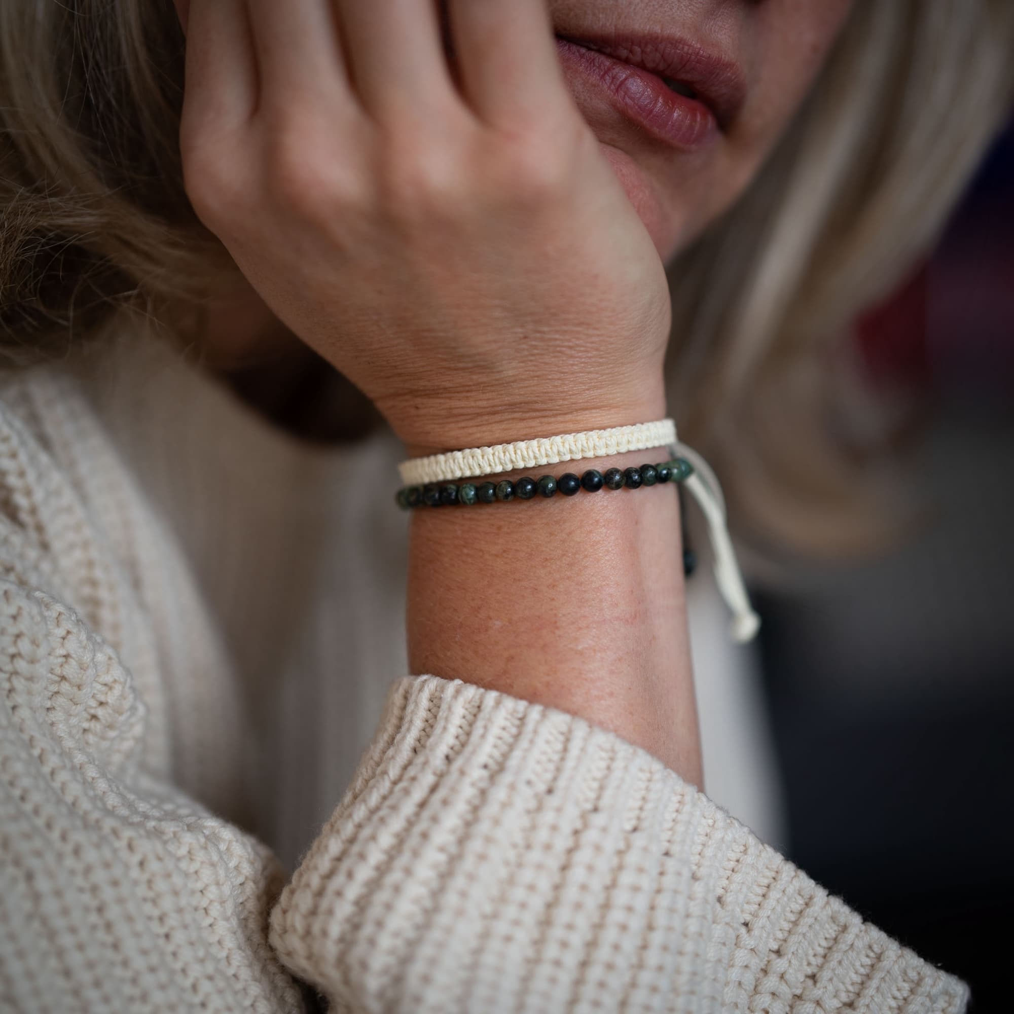 Moss Agate & Off-white Bracelet pack