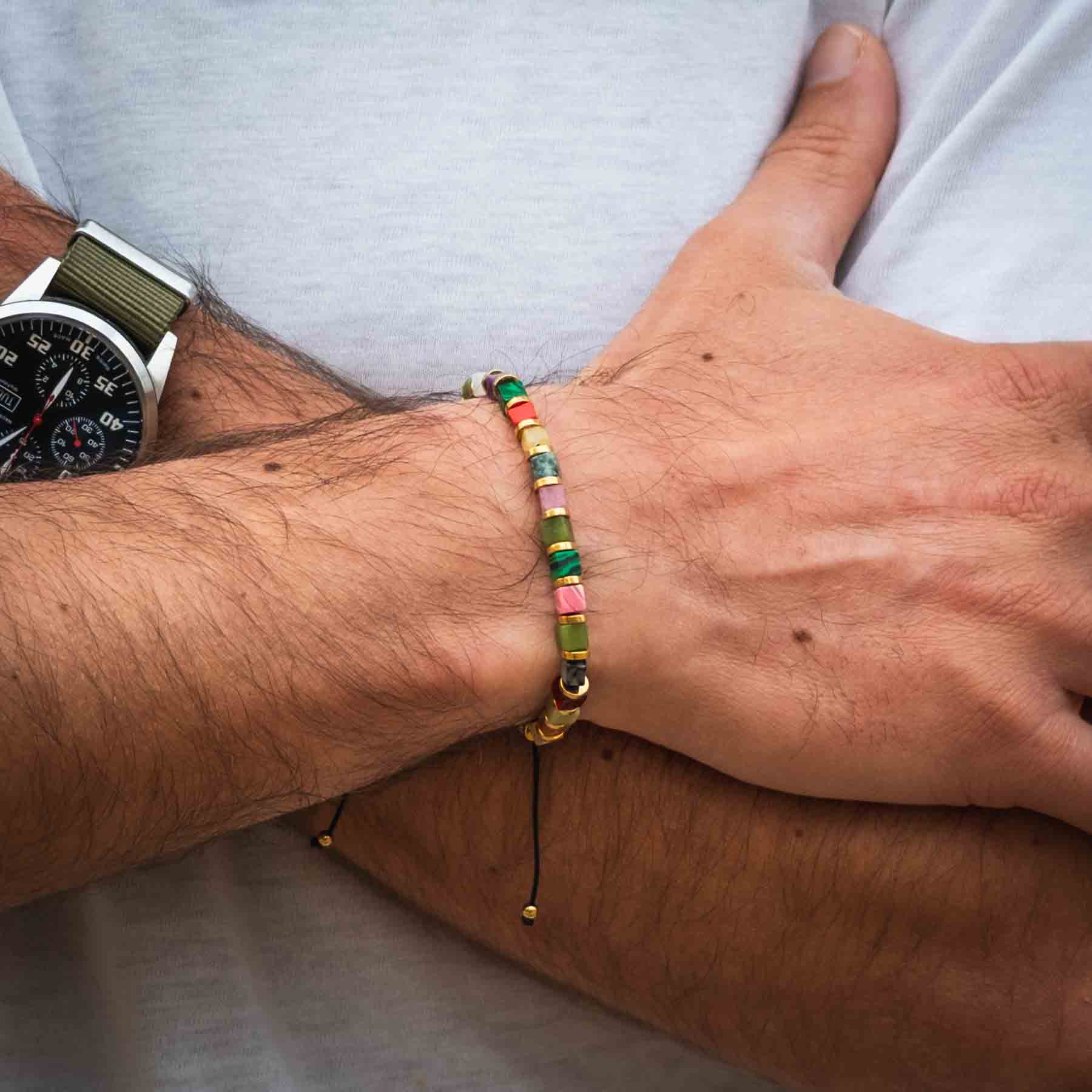 Mixed Color Jasper Square Cut bracelet