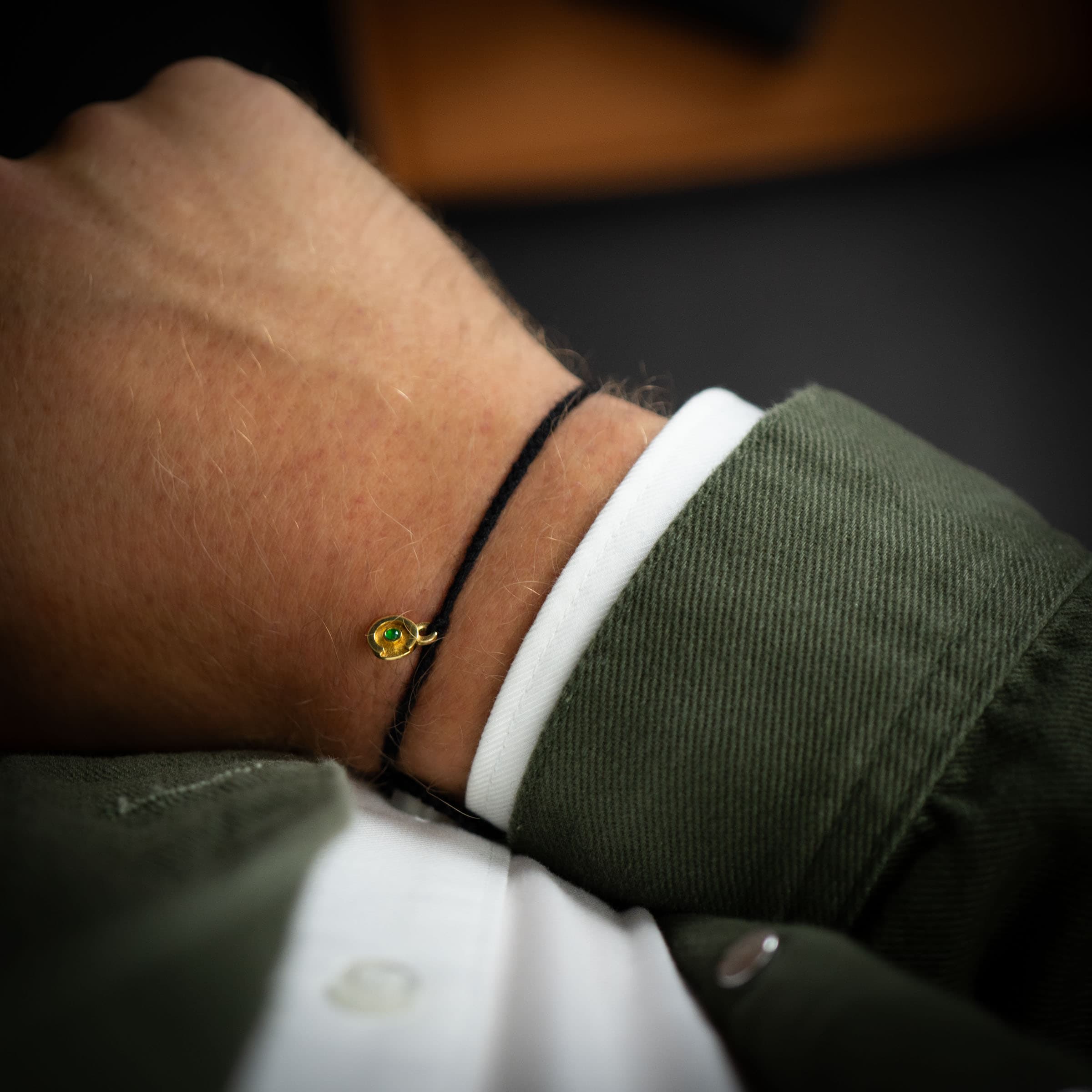 Zwarte Original armband - 14k Goud plated & Groene Zirkoon