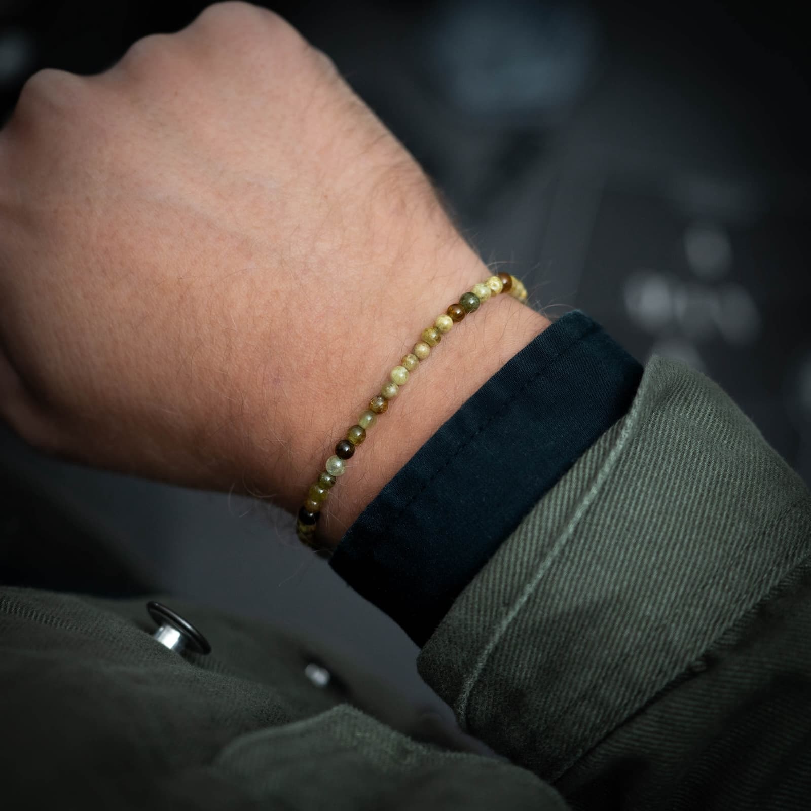green garnet bracelet for men