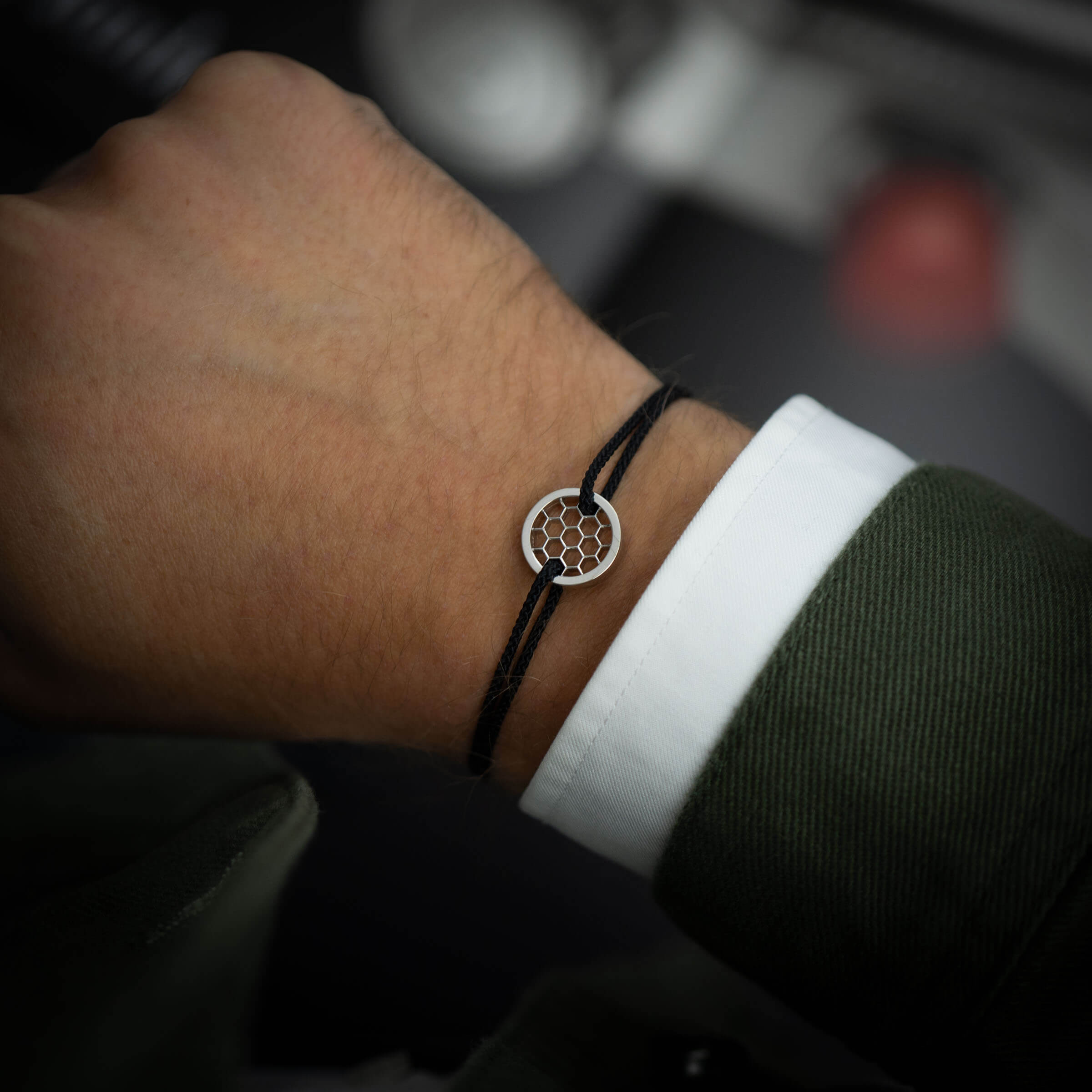 Schwarzes Golf Ring Armband 925 Sterling Silber