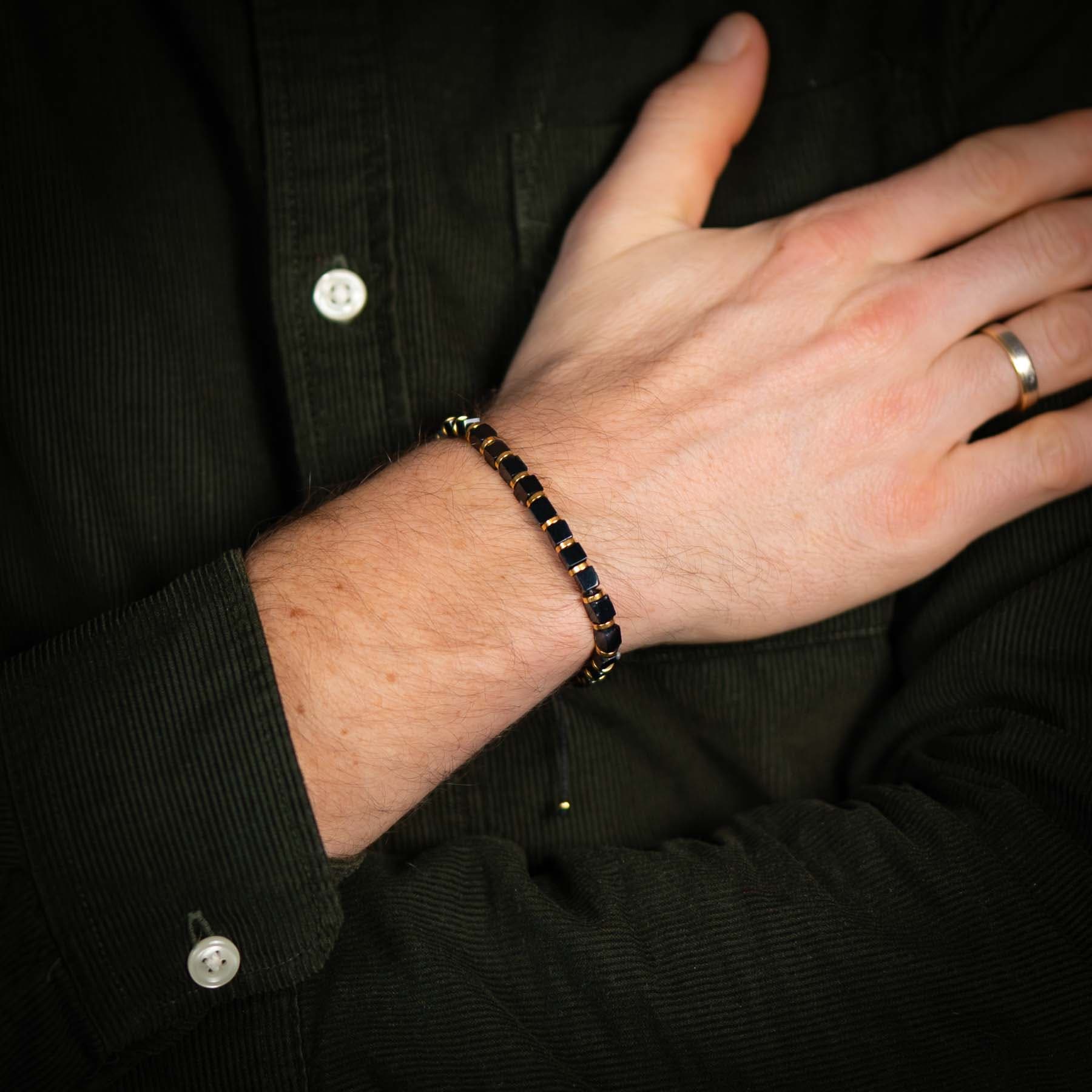 Black Agate Square Cut Bracelet