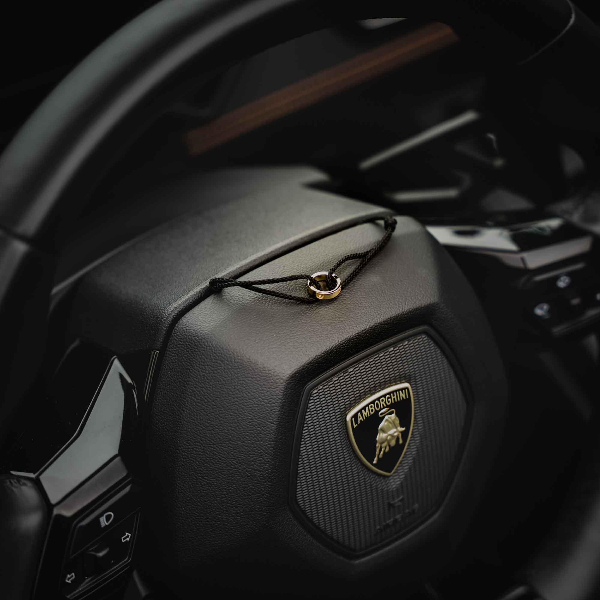 lamborghini black bracelet with 14k gold ring
