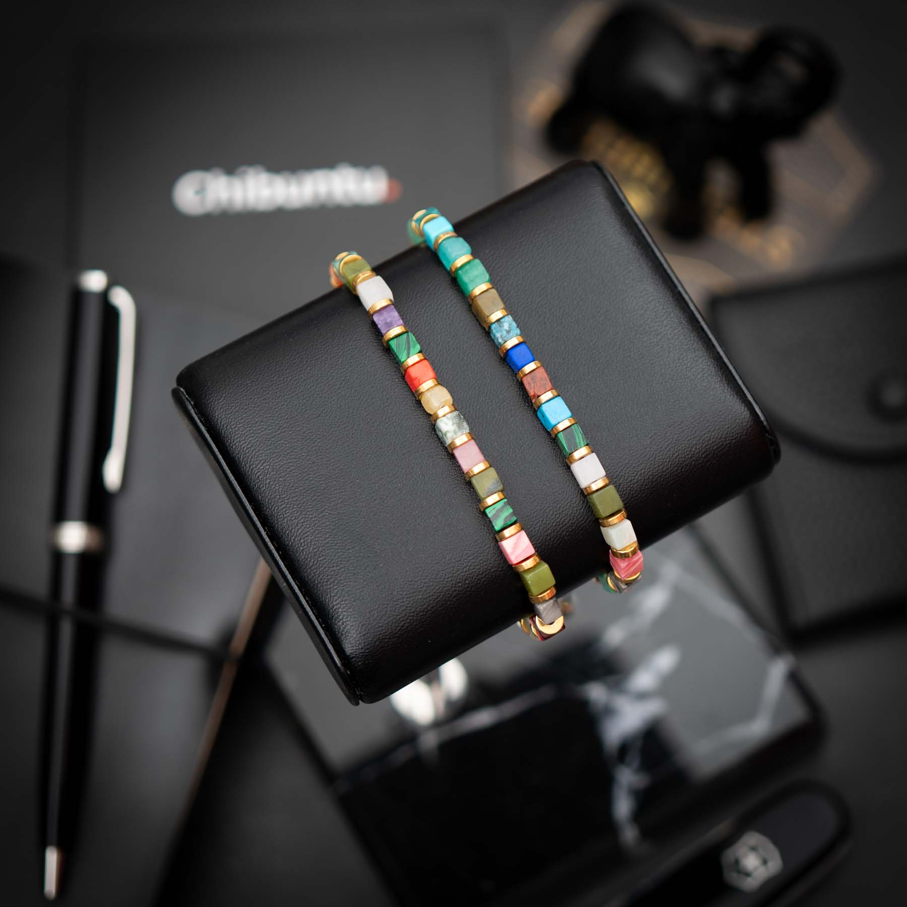 Mixed Color Jasper Square Cut armband