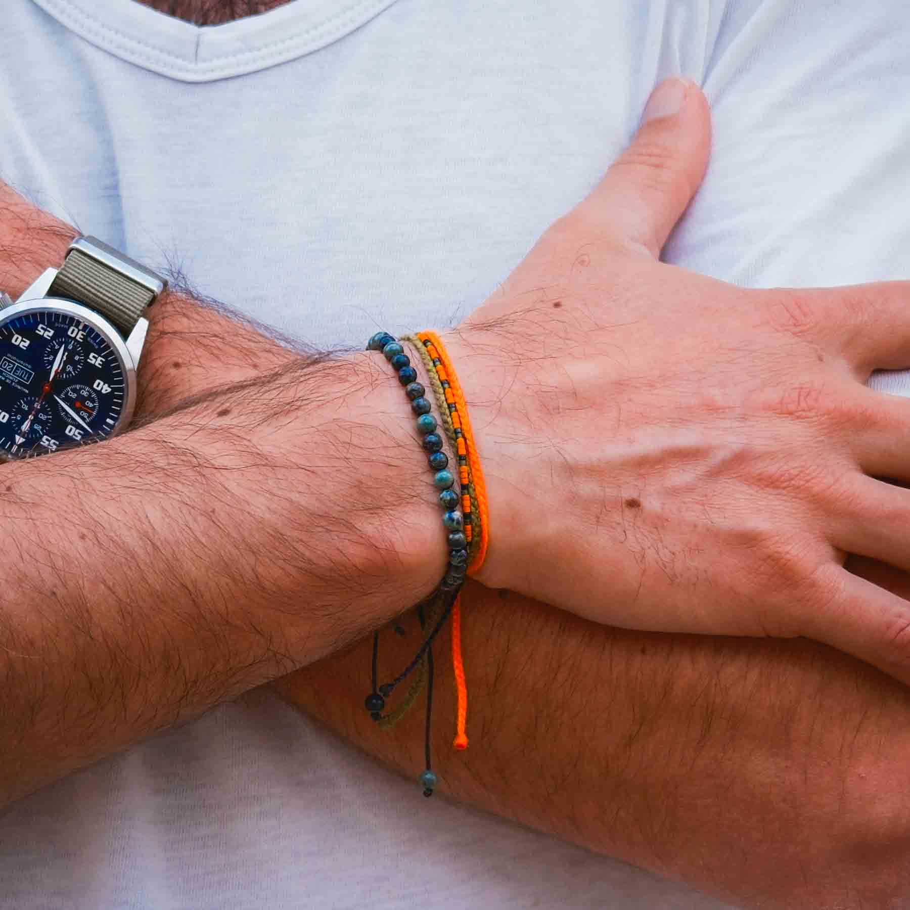 Moss Agate & Orange bracelet pack