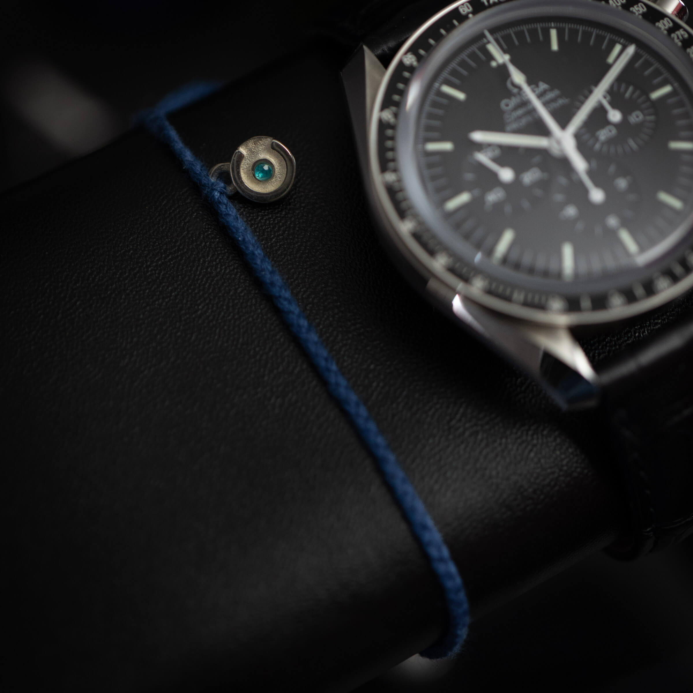 navy blue bracelet with blue topaz stone