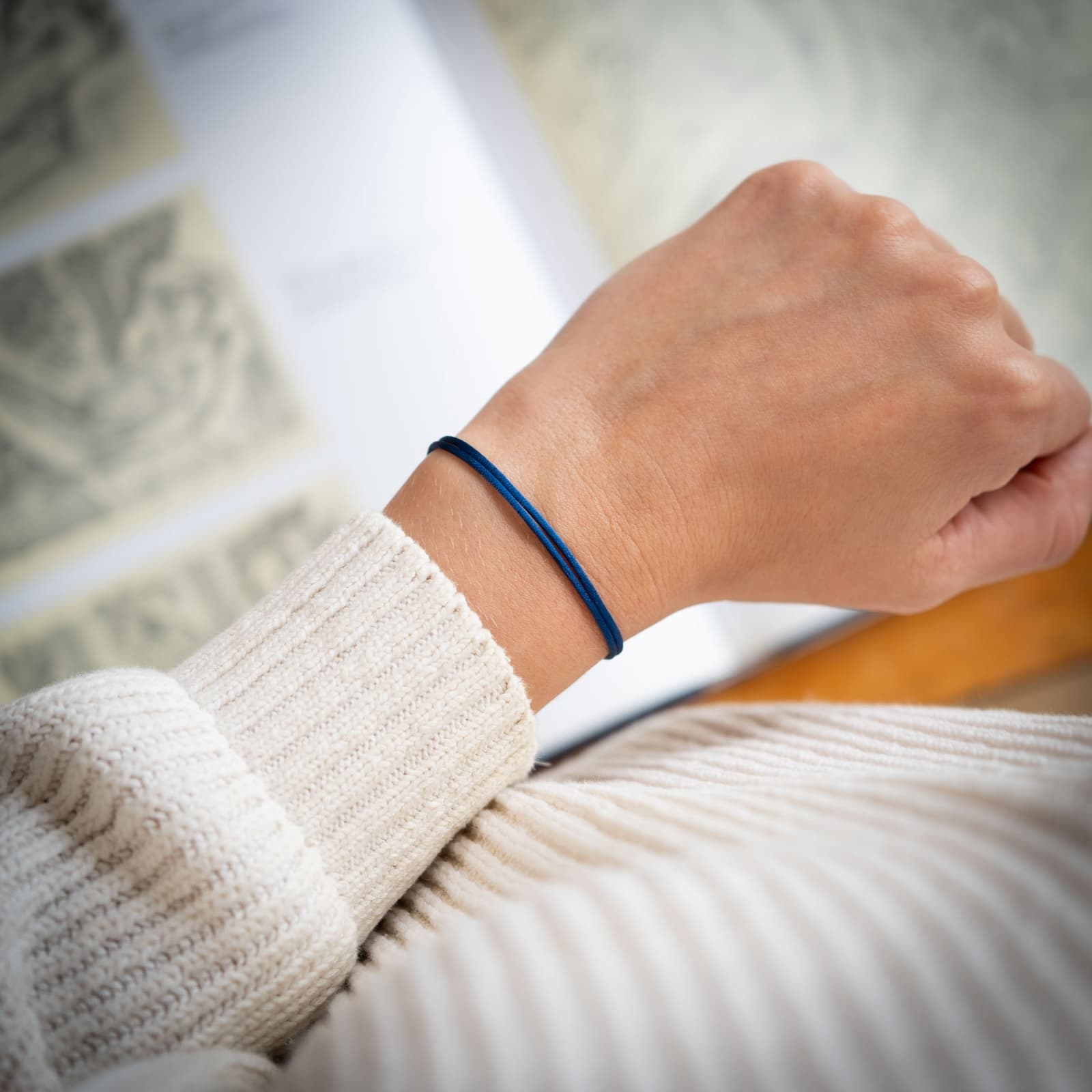 Marine Blauwe Satijnen armband