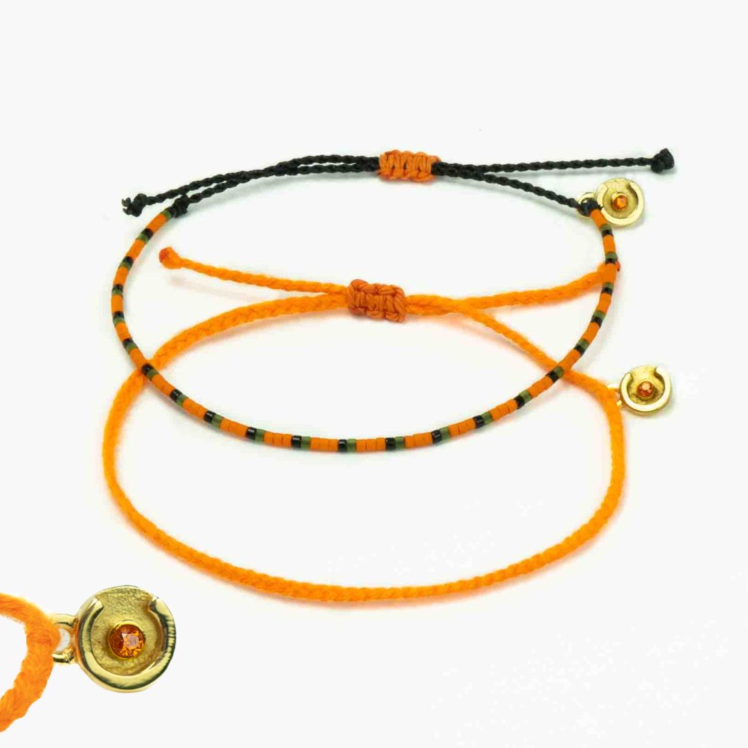 Orange 14k Gold Armband Set mit Orange Zirkon Stein