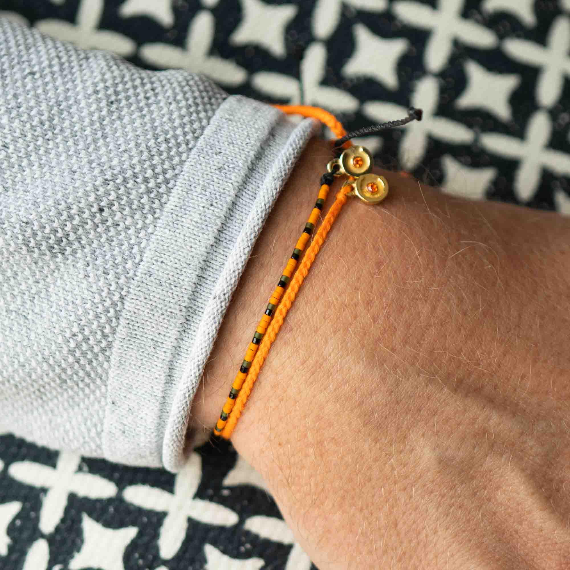 Orange 14k Gold Armband Set mit Orange Zirkon Stein
