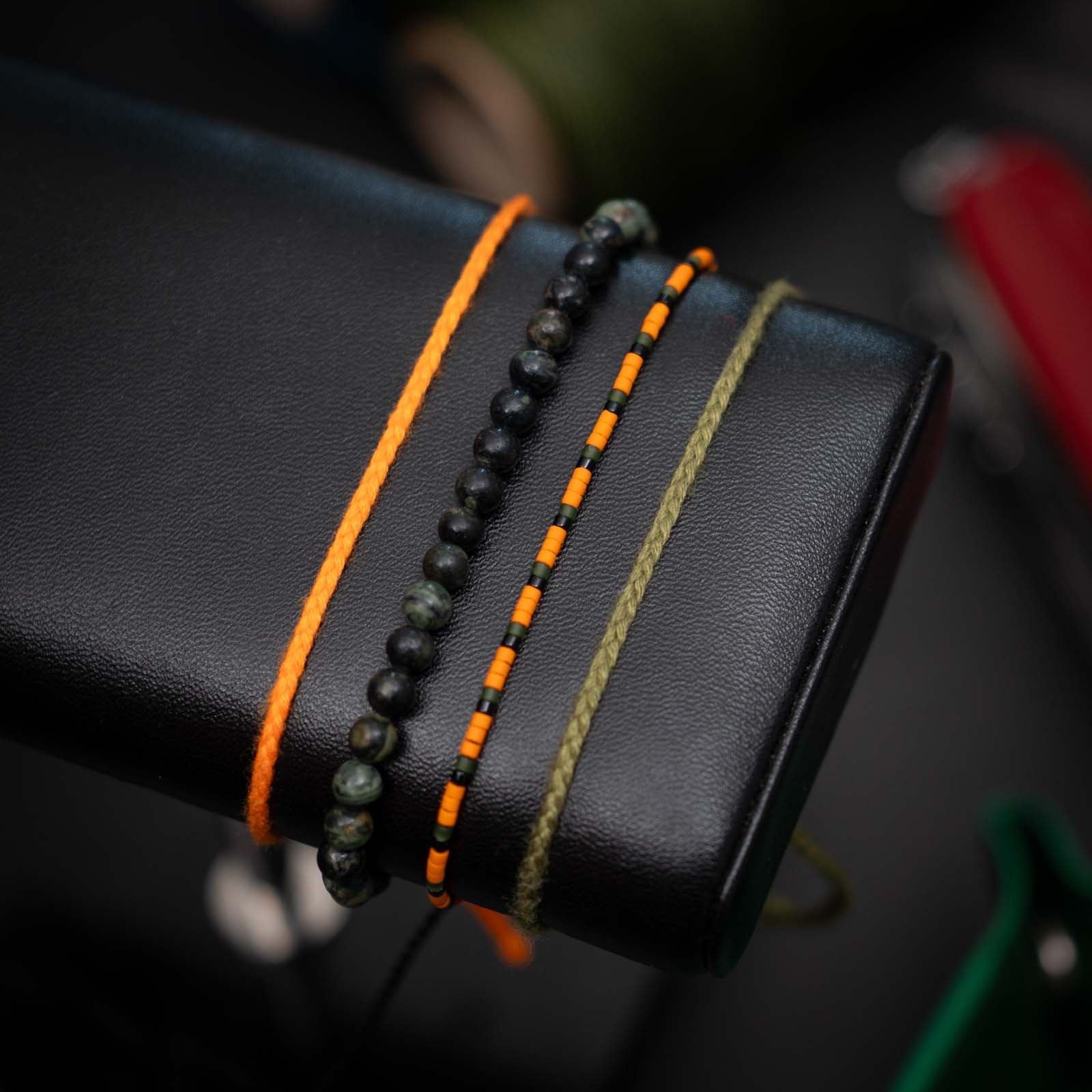 Moss Agate & Orange bracelet pack