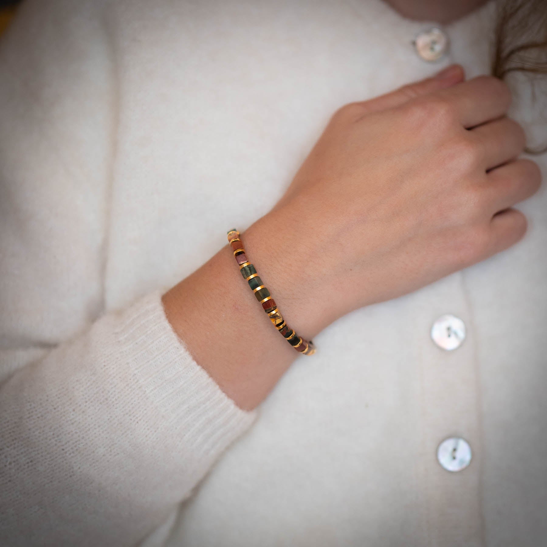 Picasso Jasper Square Cut Gemstone armband