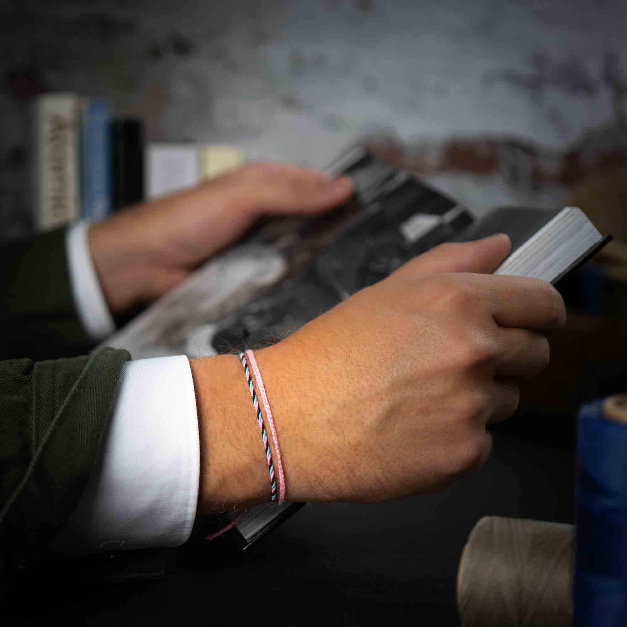 pink and blue combination bracelet pack for men