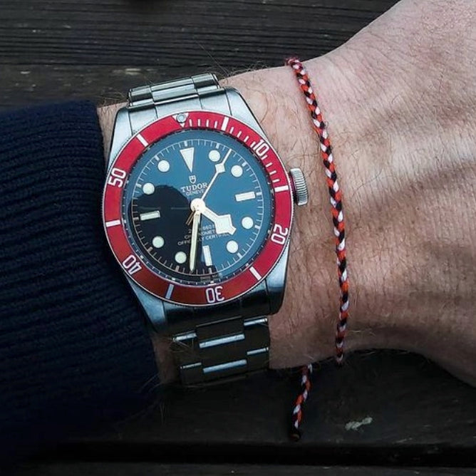 bali bracelet next to tudor black bay