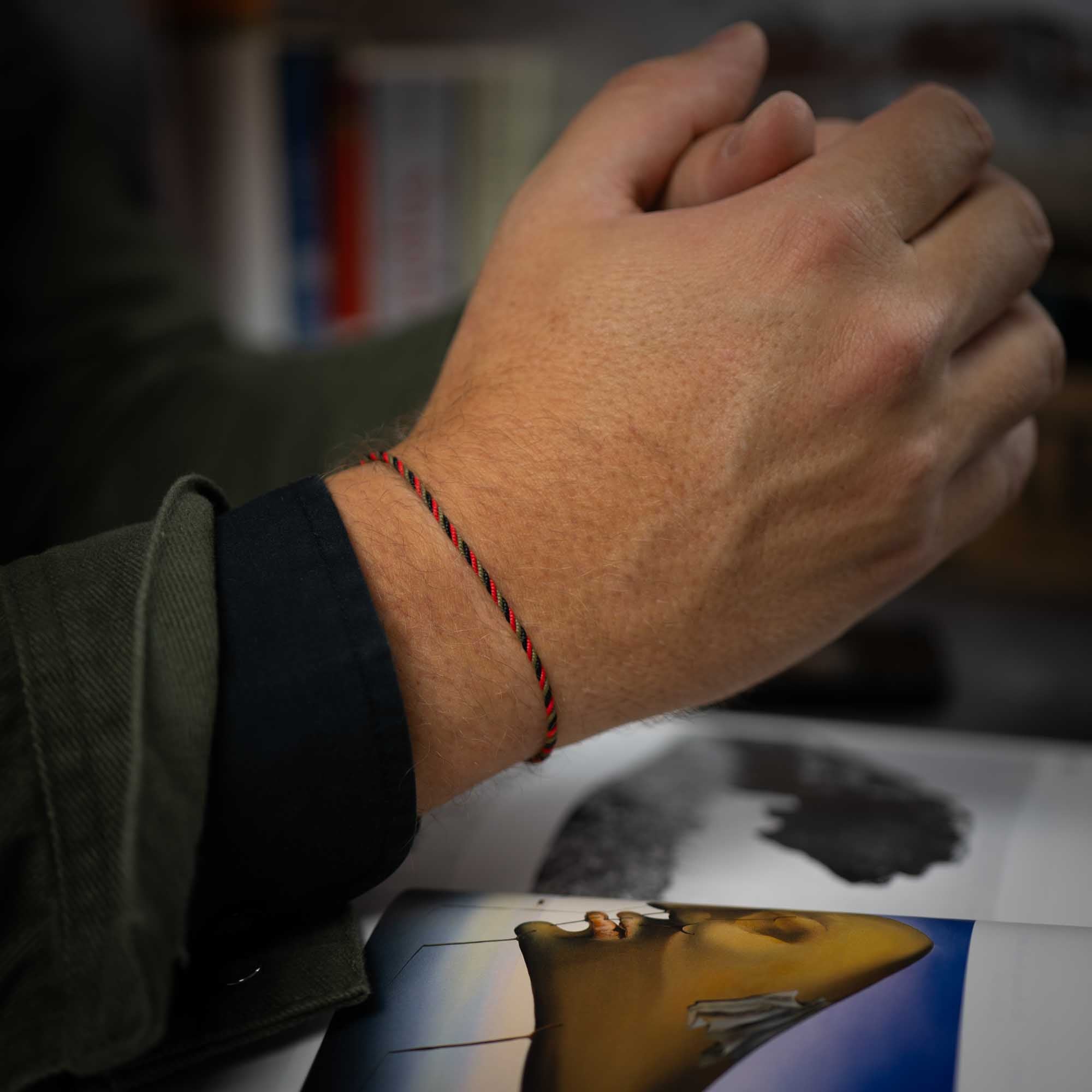 red and green twisted bracelet for men
