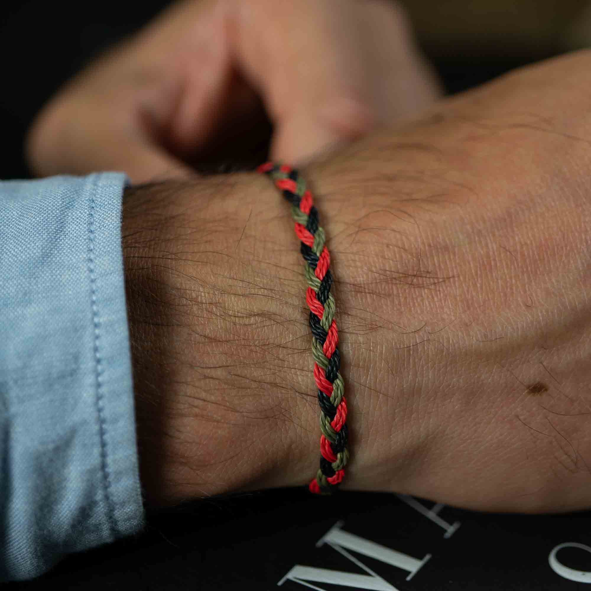 red green mens bracelet