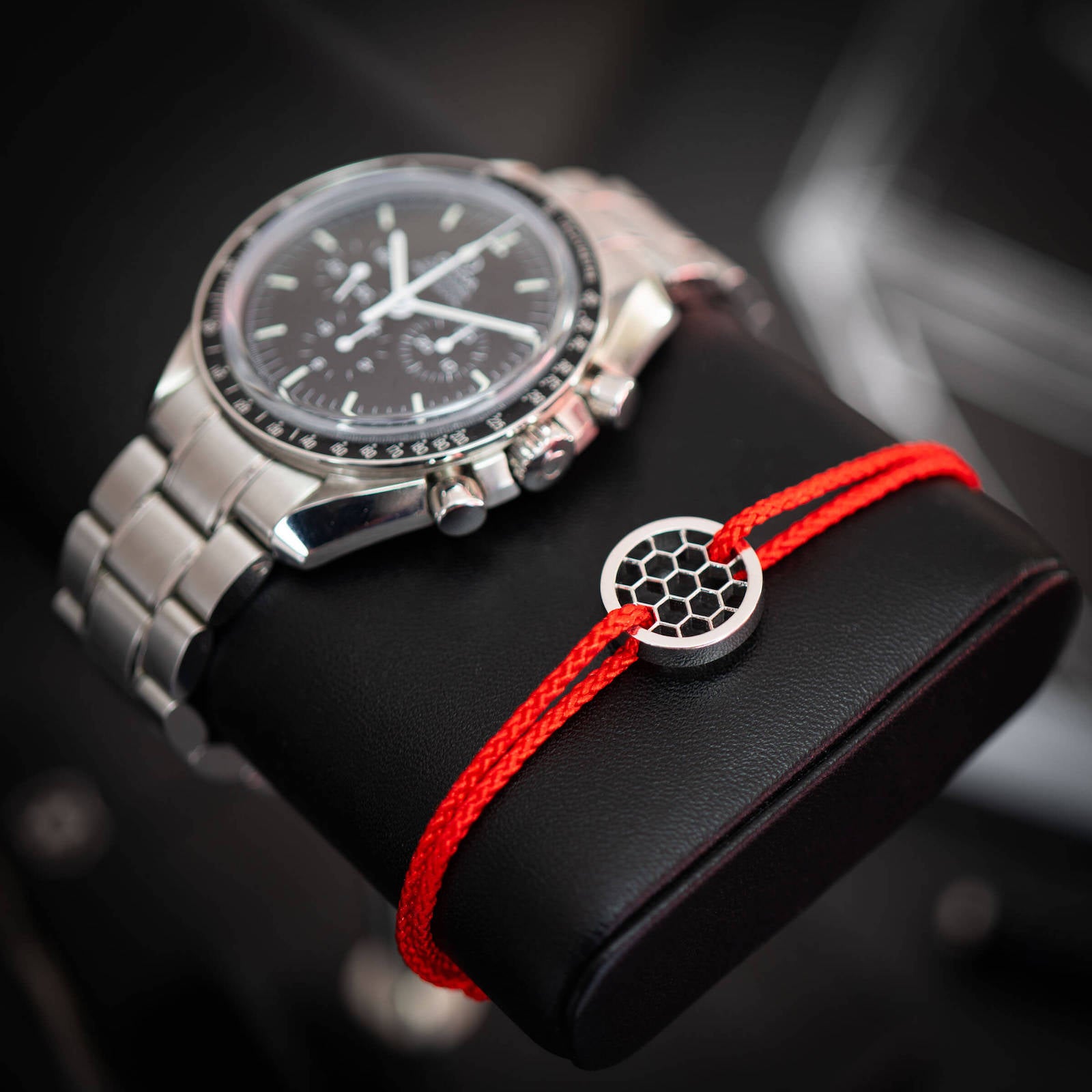 red mens silver bracelet