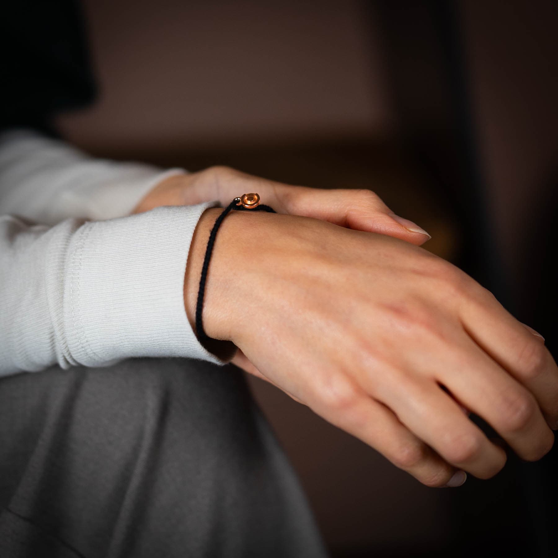 Schwarzes Original Armband - 14K Rose vergoldet