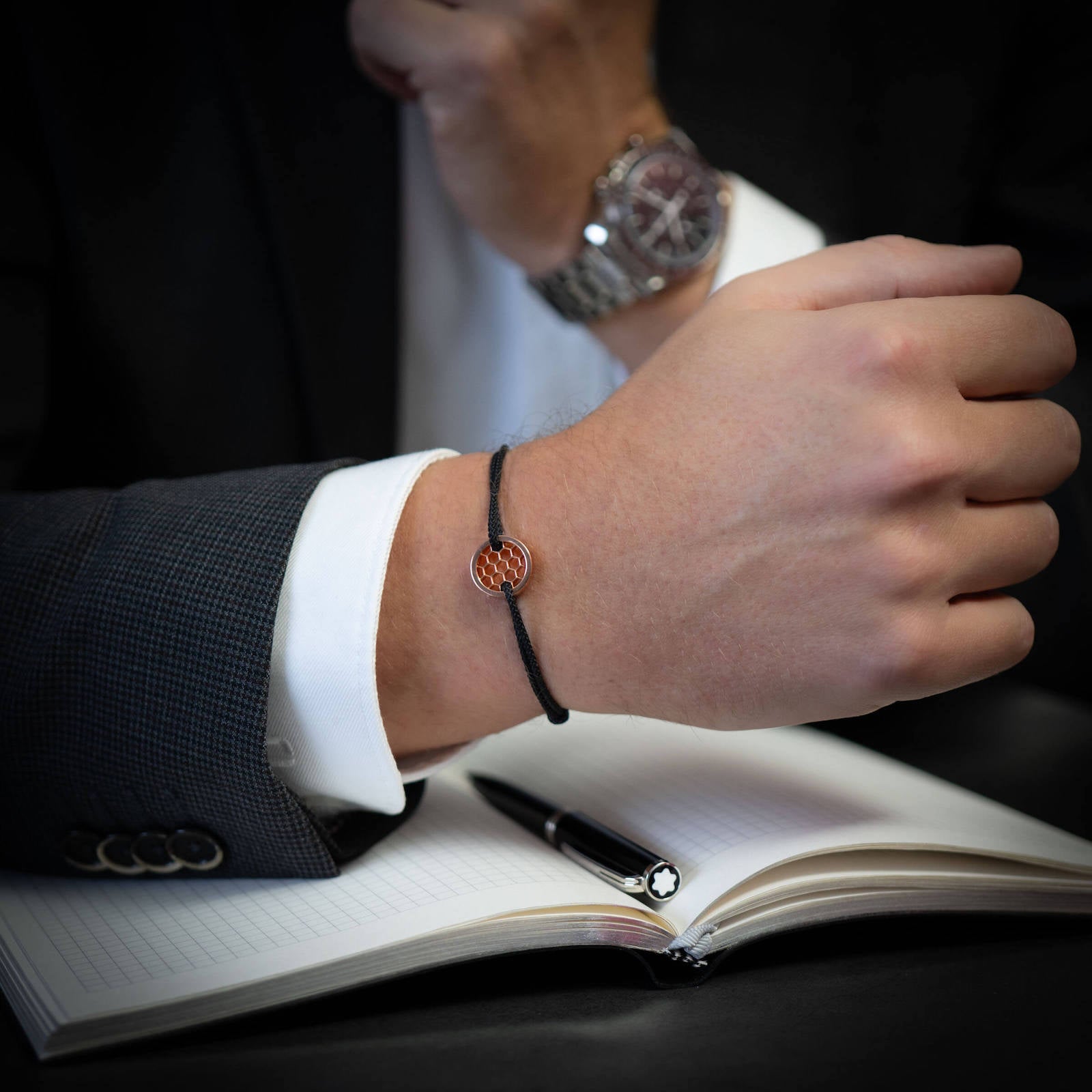 Black Golf Bracelet 14k Rose Gold plated