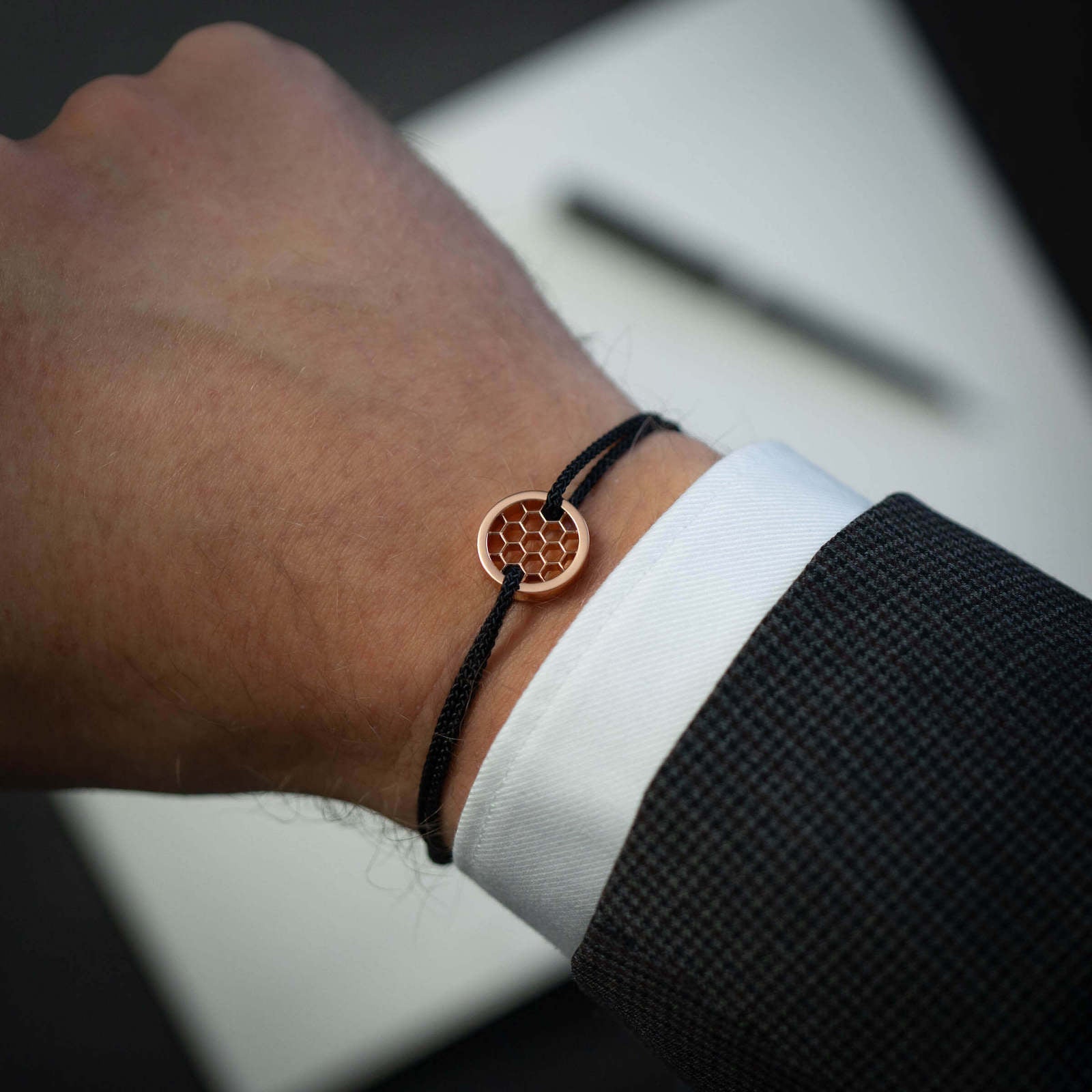 Schwarzes Golf Ring Armband 14k Rosé vergoldet