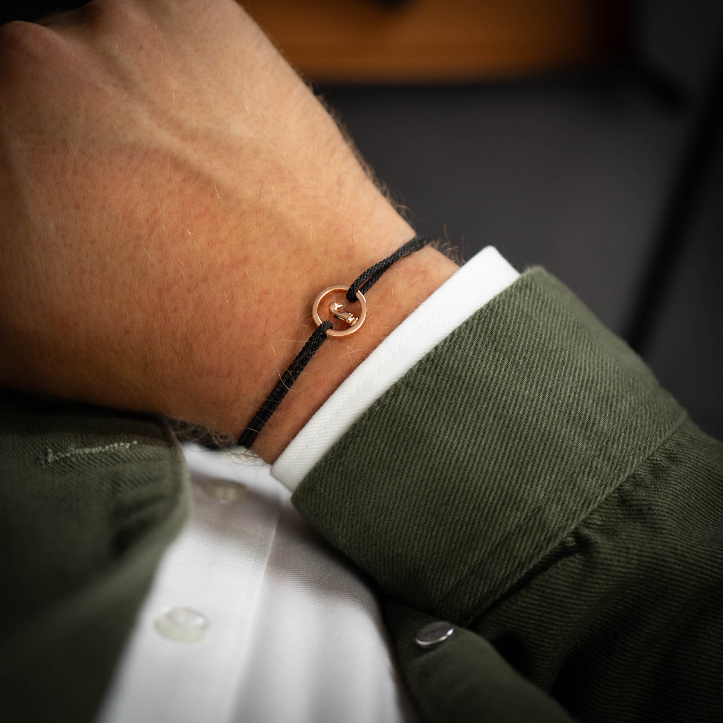 Zwarte Grandmaster armband 14k Rosé Goud