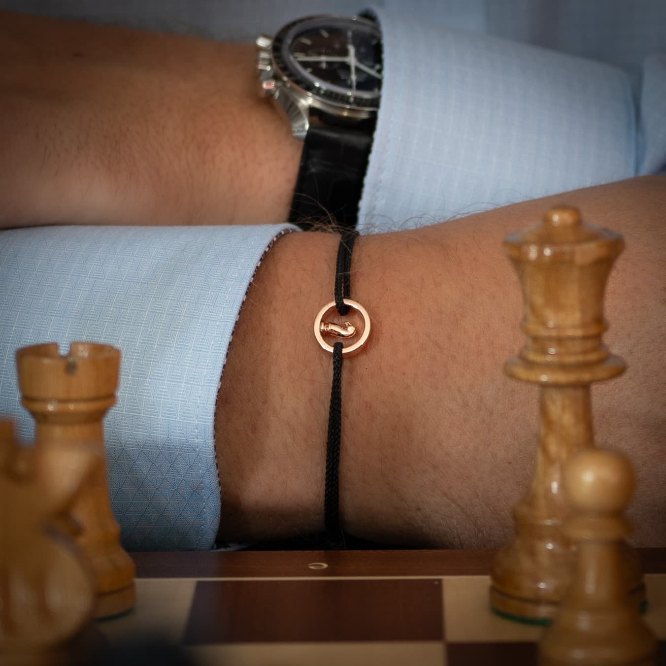 Zwarte Grandmaster armband 14k Rosé Goud