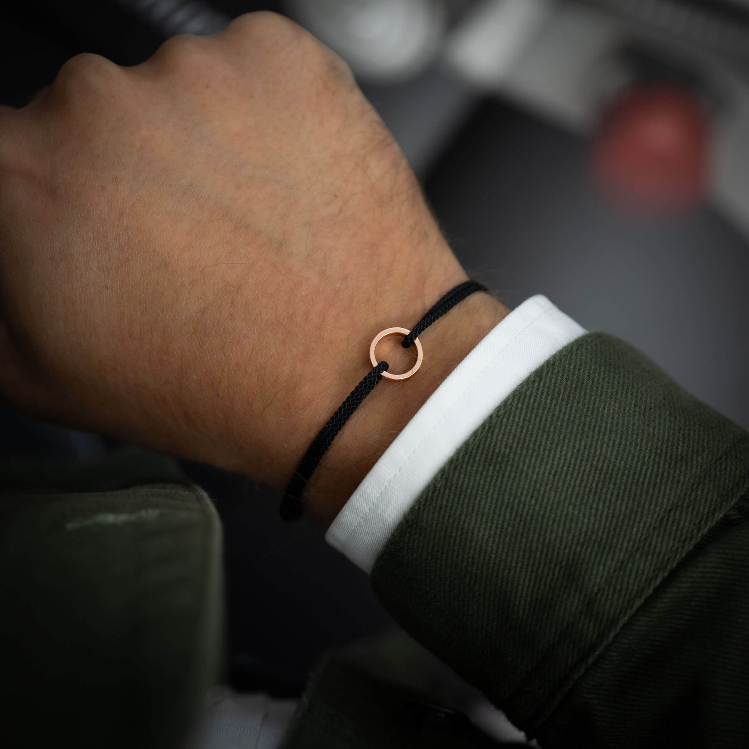 Black Ring Bracelet 14k Rose Gold plated