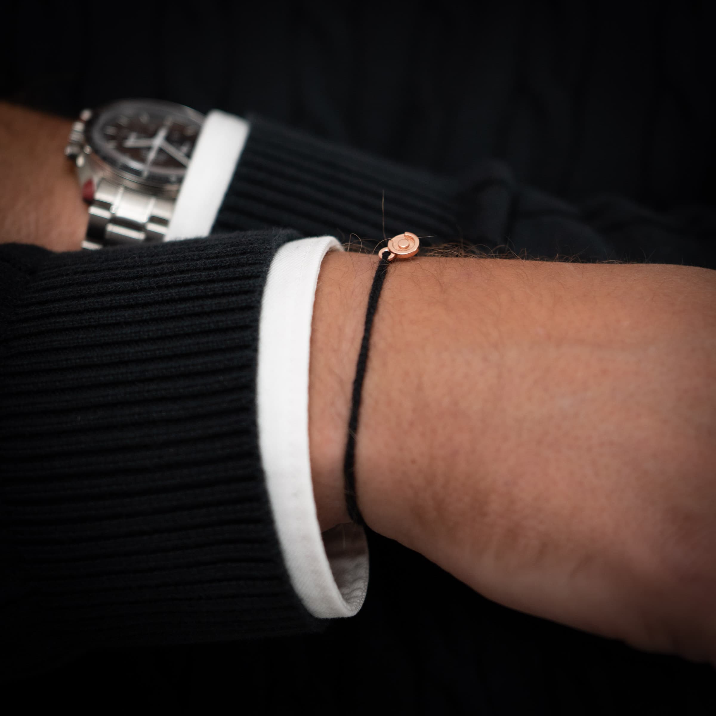 Black Original bracelet with 14k Rose Gold charm
