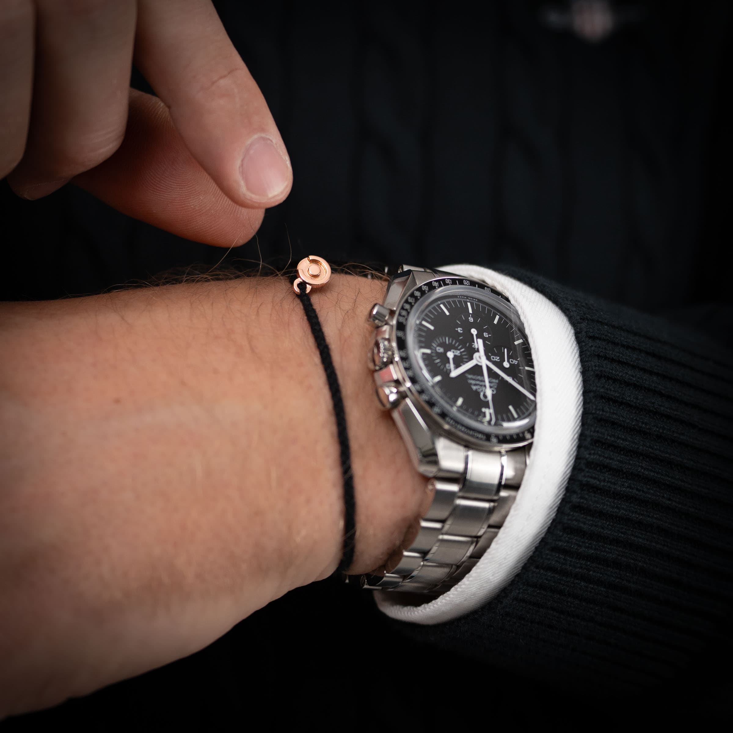 Black Original bracelet with 14k Rose Gold charm