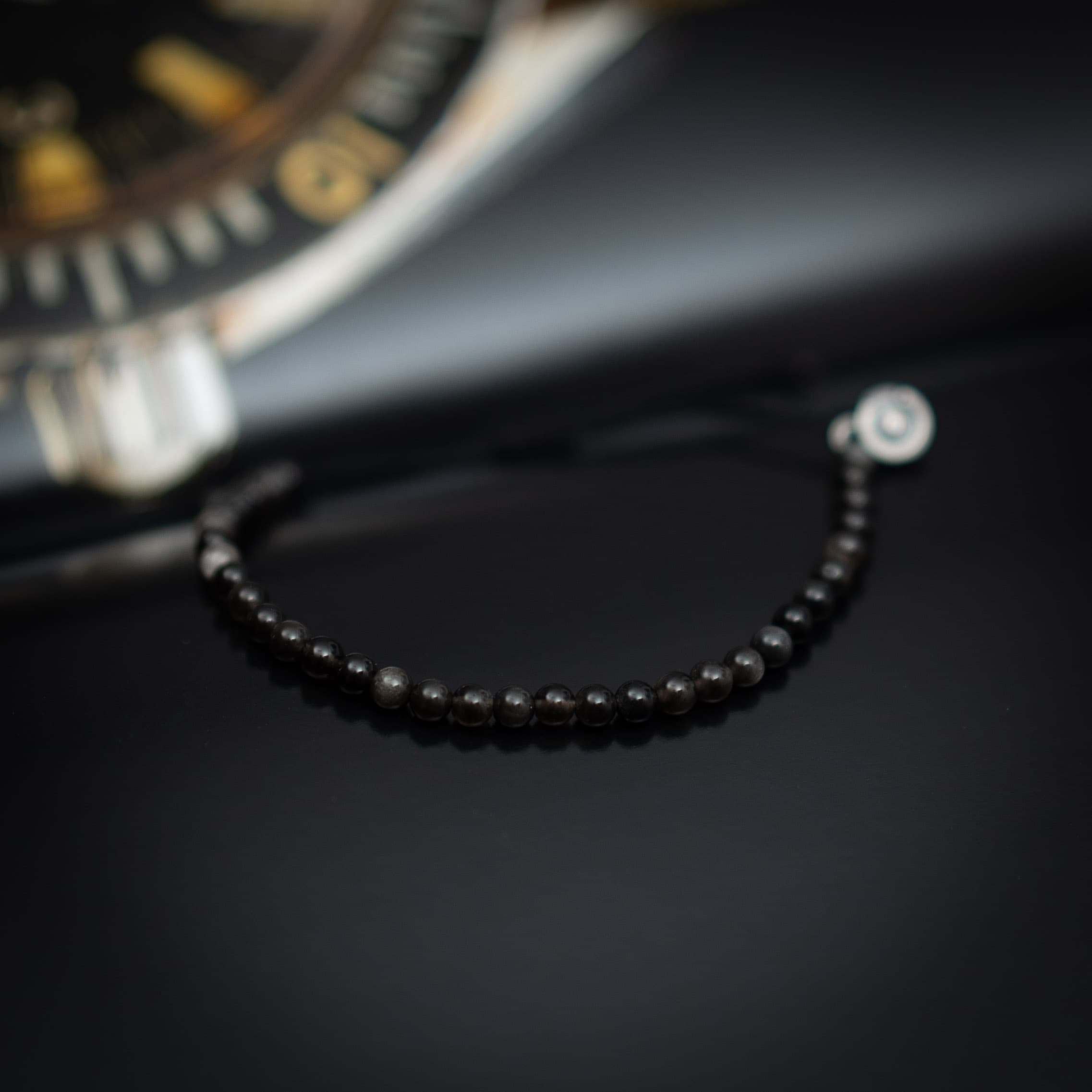 silver obsidian bracelet