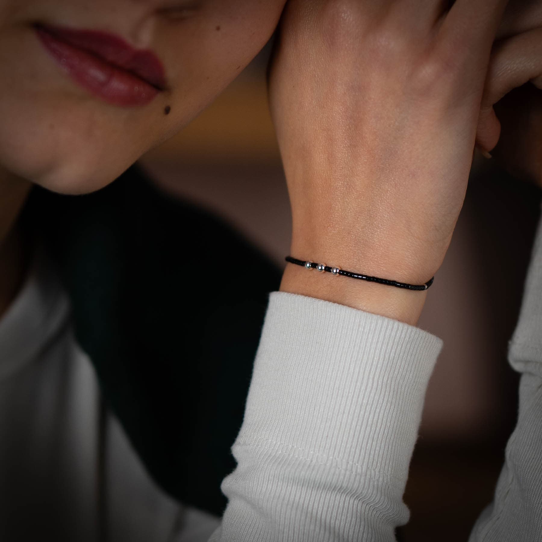 Triple Charm Beaded Bracelet - 925 Sterling Silver