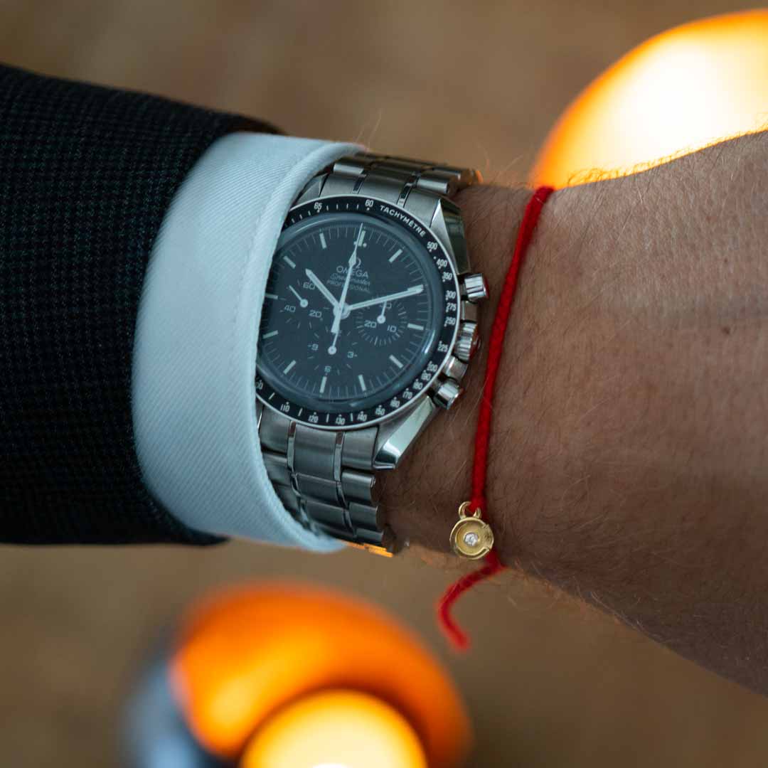Glücks Rotes Original Armband - 14K vergoldeten Anhänger mit Klarer Zirkon Stein