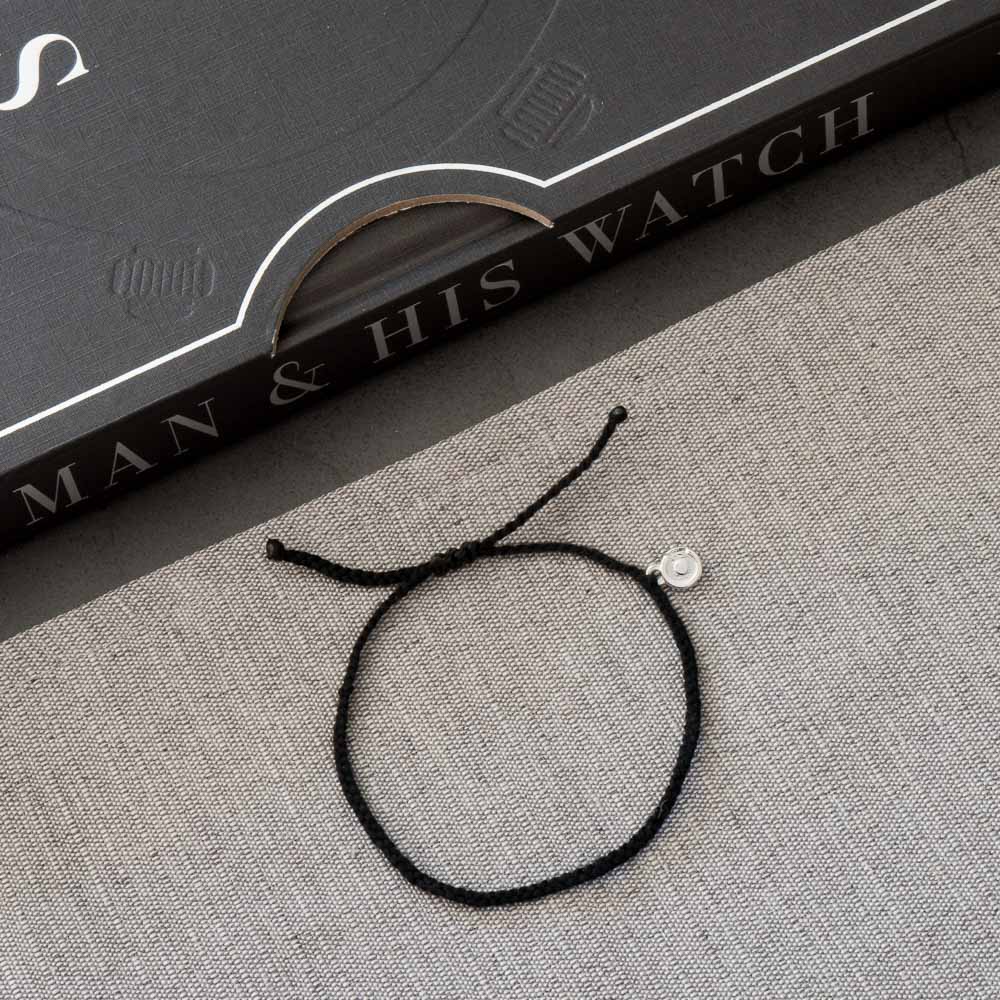 black 925 sterling silver charm bracelet for men