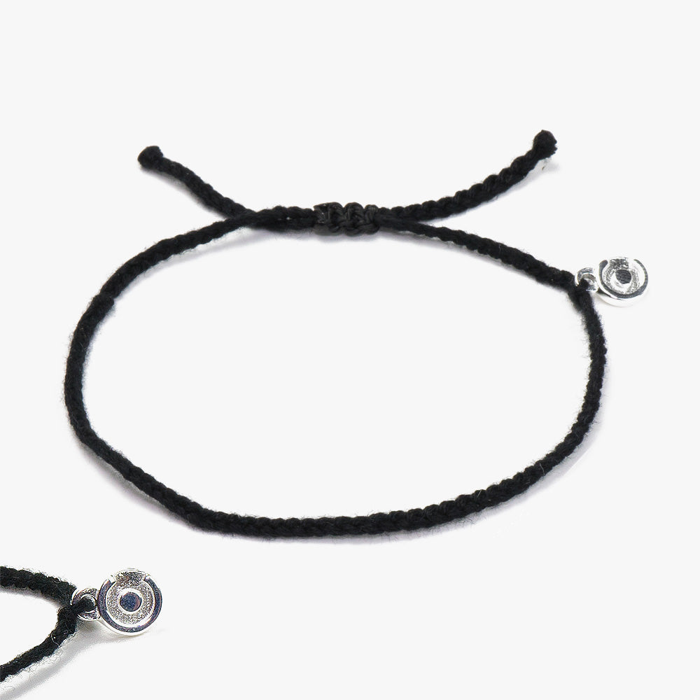 black bracelet with 925 sterling silver charm