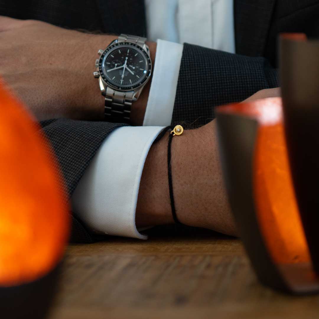 Schwarzes Original Armband - 14K vergoldeten mit klarer Zirkon Stein