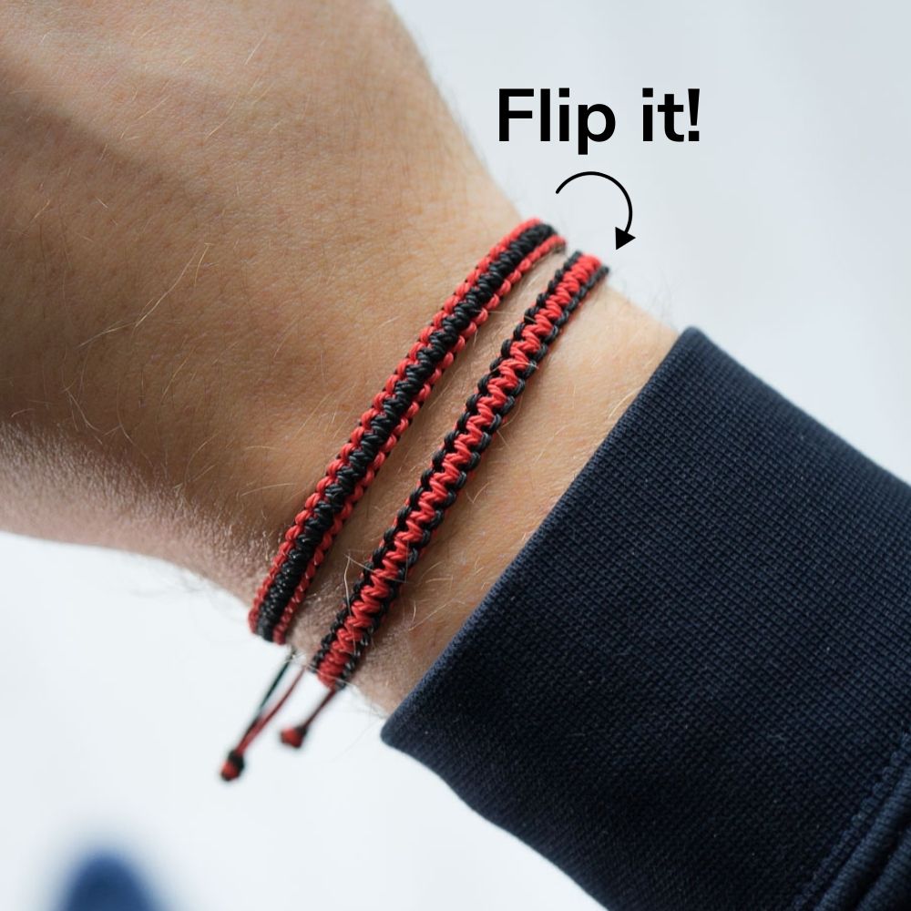 two tones red and black bracelet for men